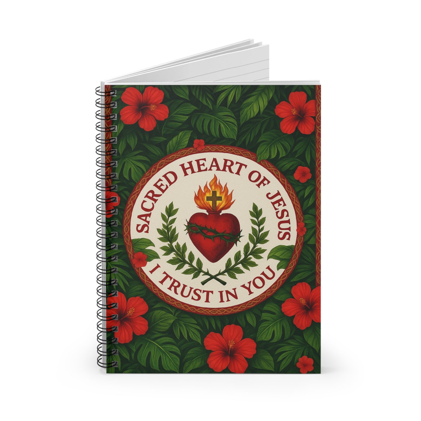 Religious Tropical Vibes Spiral Notebook - Ruled Line for Creative Souls / Sacred Heart of Jesus