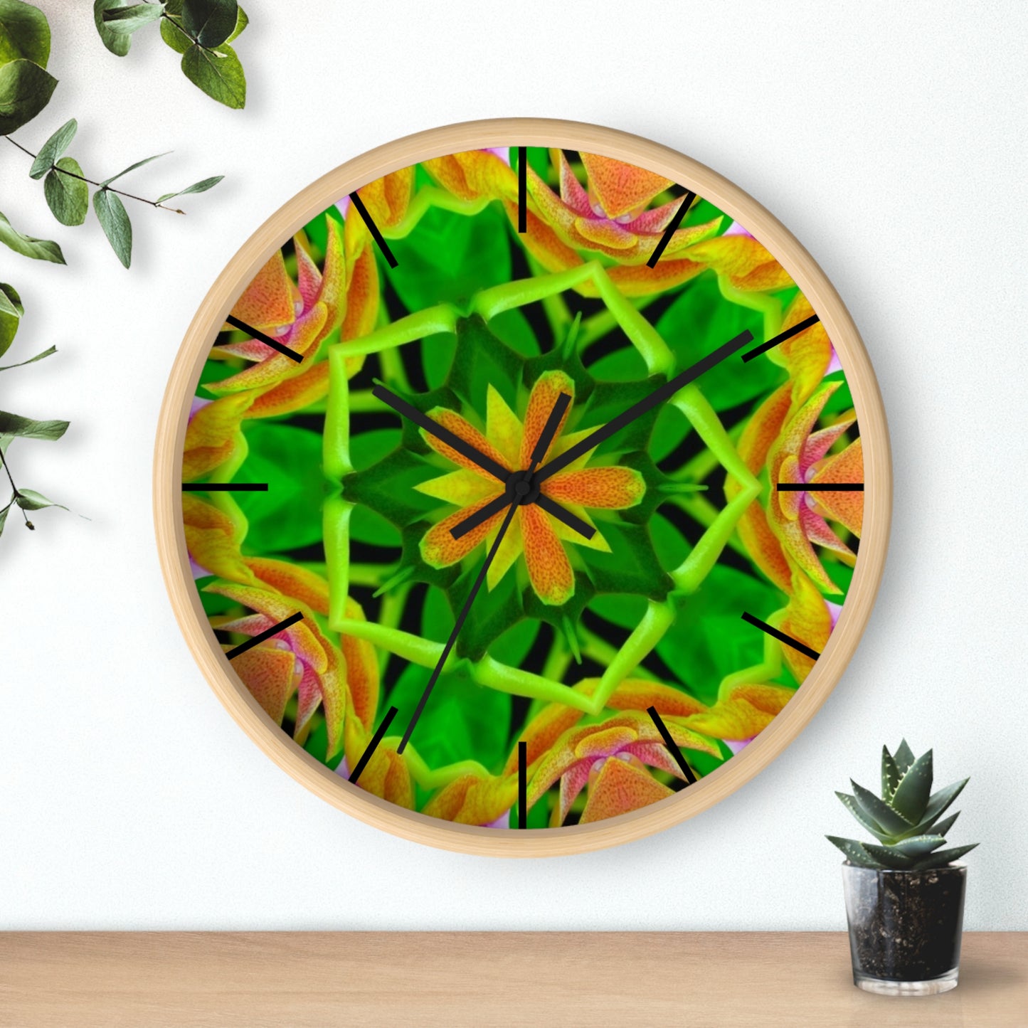 Wall Clock, Orchid Kaleidoscope #2, Hands/Base Variants