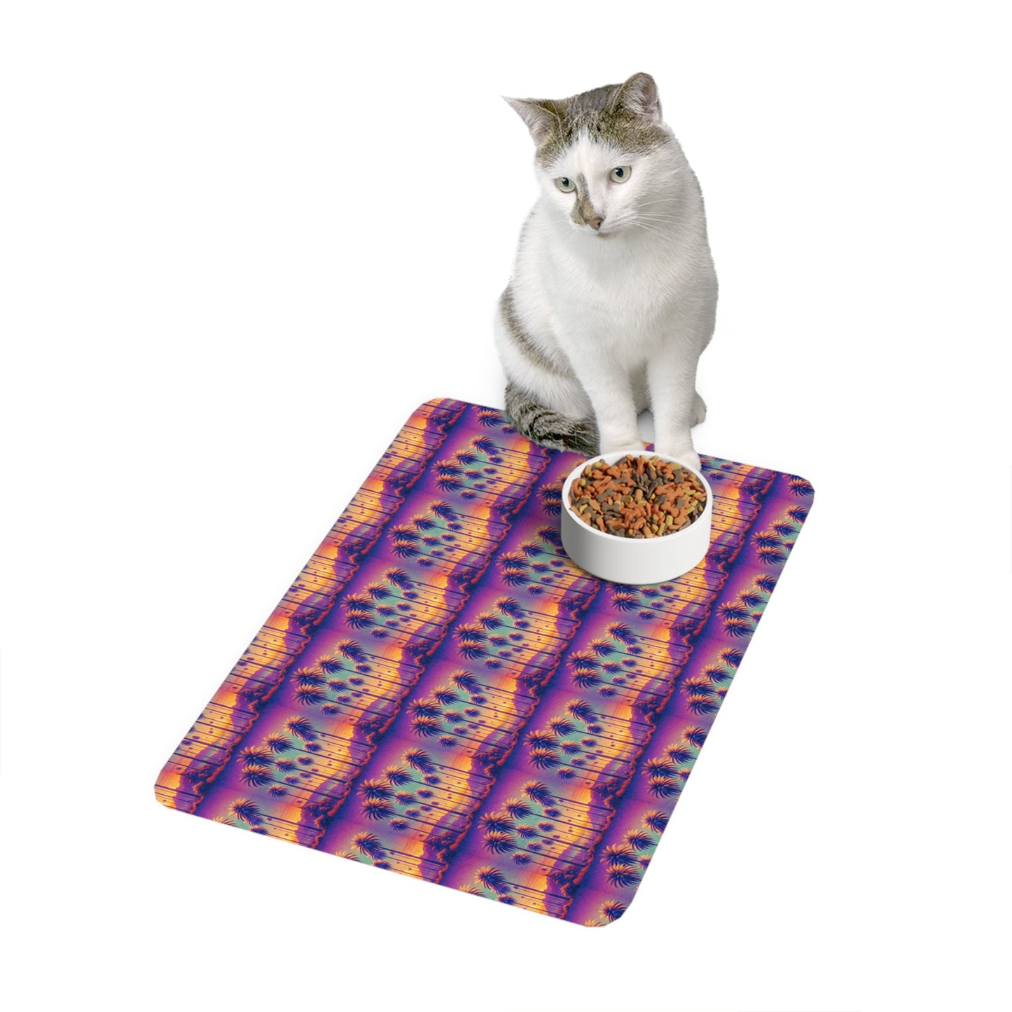 Pet Food Mat (12x18), Sunset Palms repeat