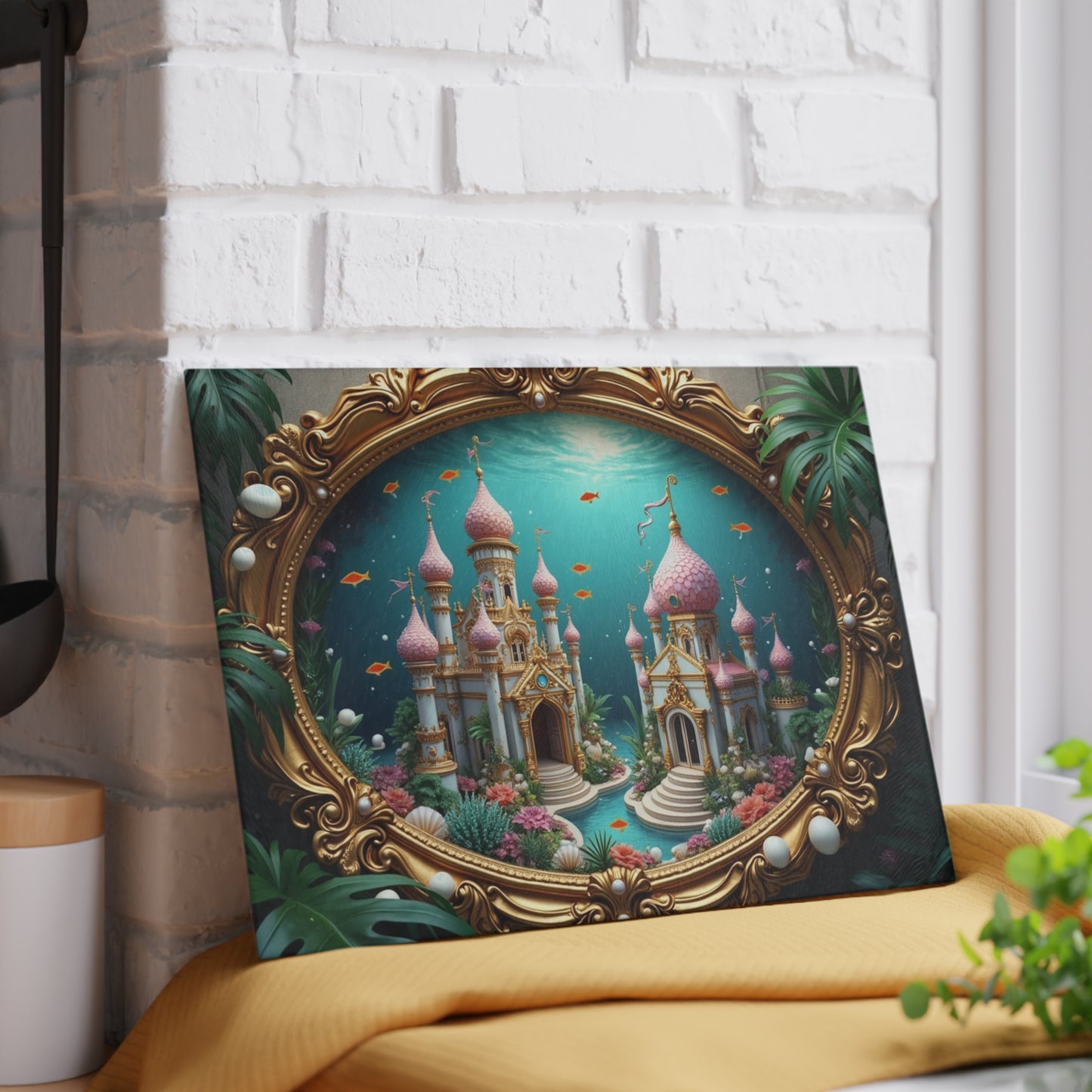 Glass Cutting Board, 2 sizes - Mermaid Palace, Caribbean Sea