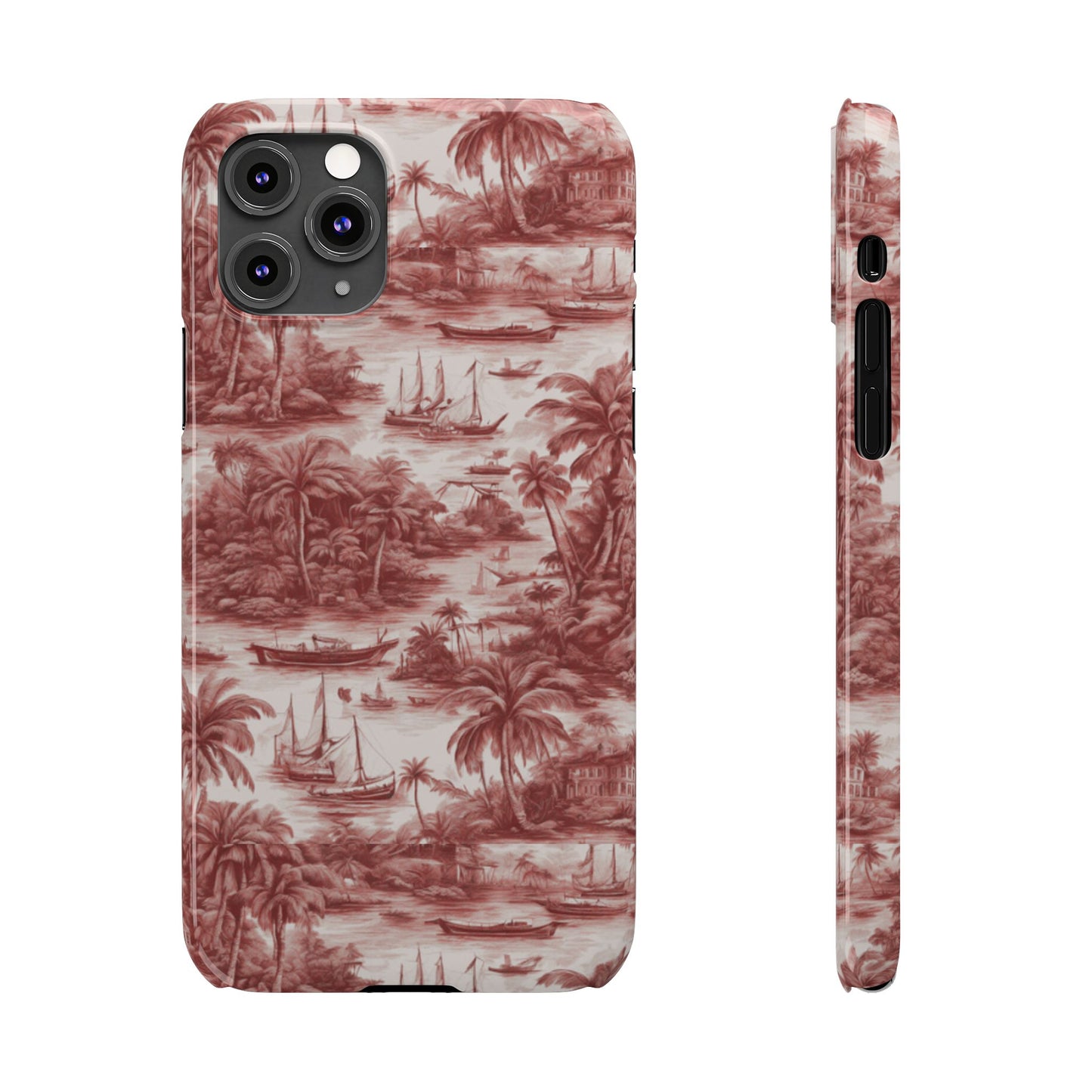 Slim Phone Cases - Tropical Toile #1, russet