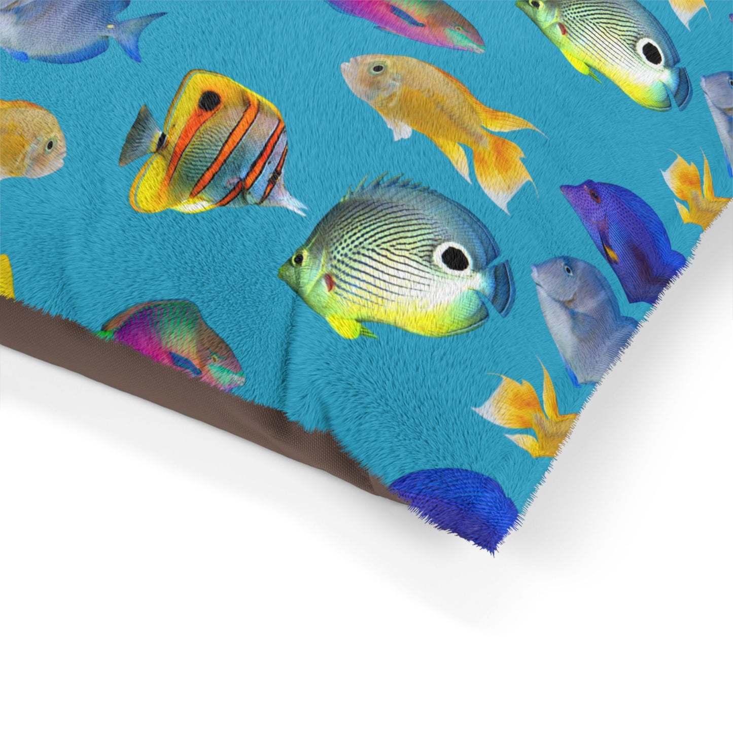 Pet Bed - Cozy and Fun Dog or Cat Bed for Beach Lovers / School of Fish, Turquoise