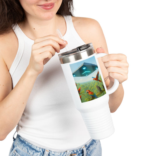 Insulated Travel Mug, 40oz / UFO and Macaws
