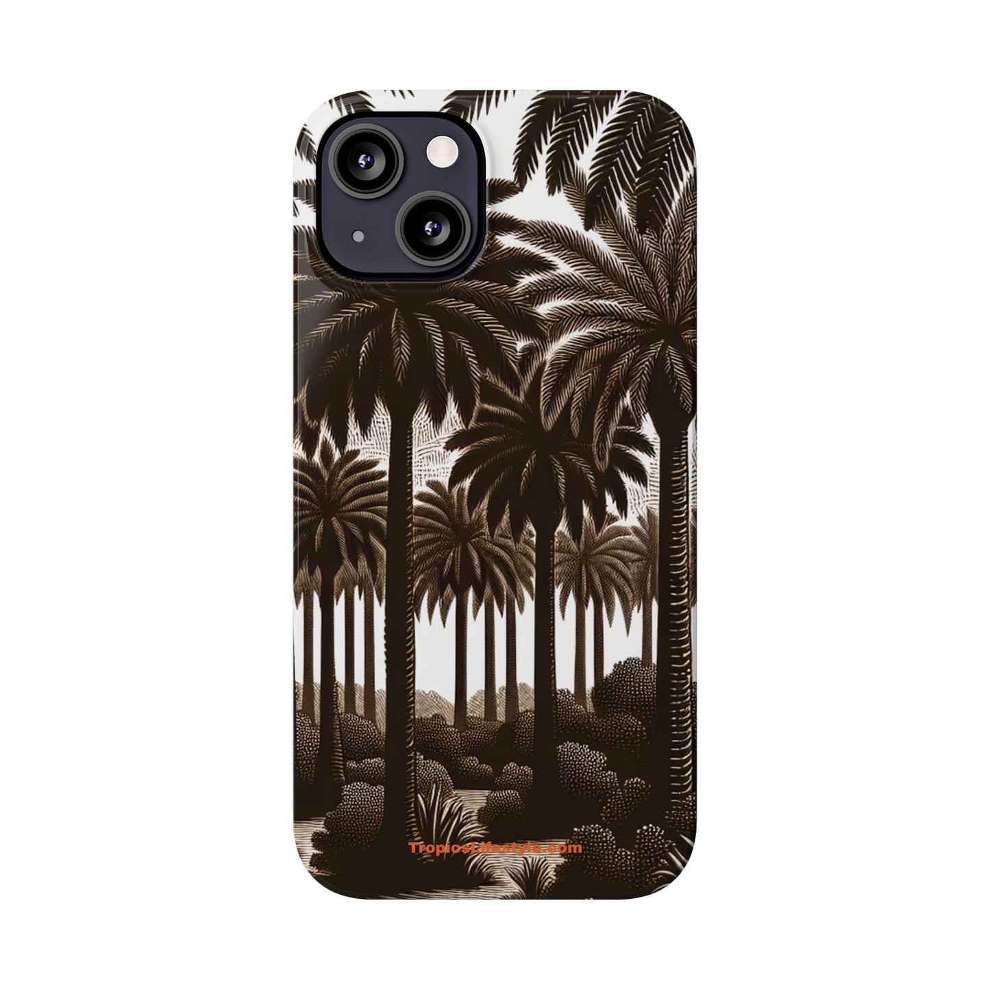 Slim Phone Cases - Woodcut Palm Grove