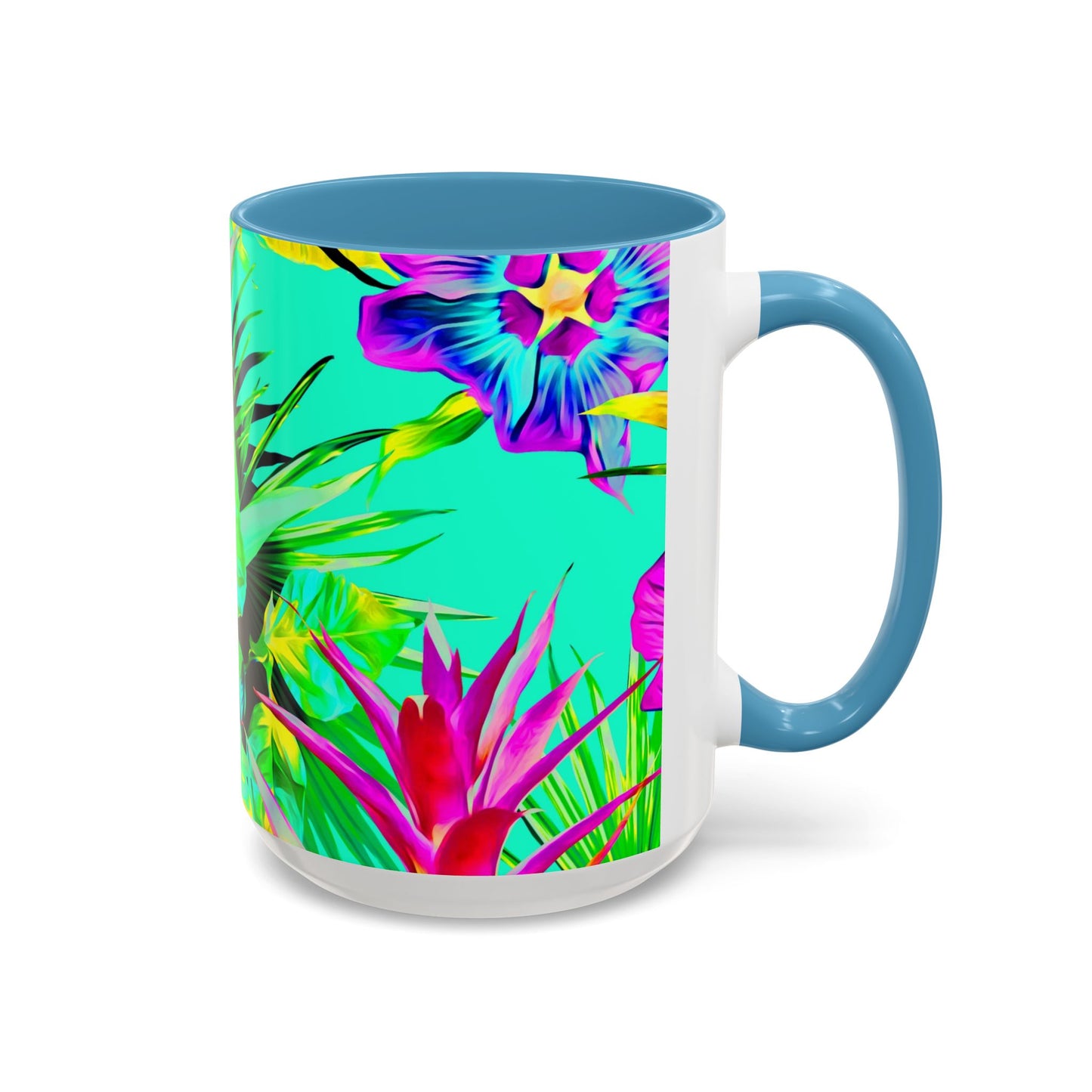 Accent Coffee Mug (11, 15oz), Plant Palooza, turquoise / Various Colors