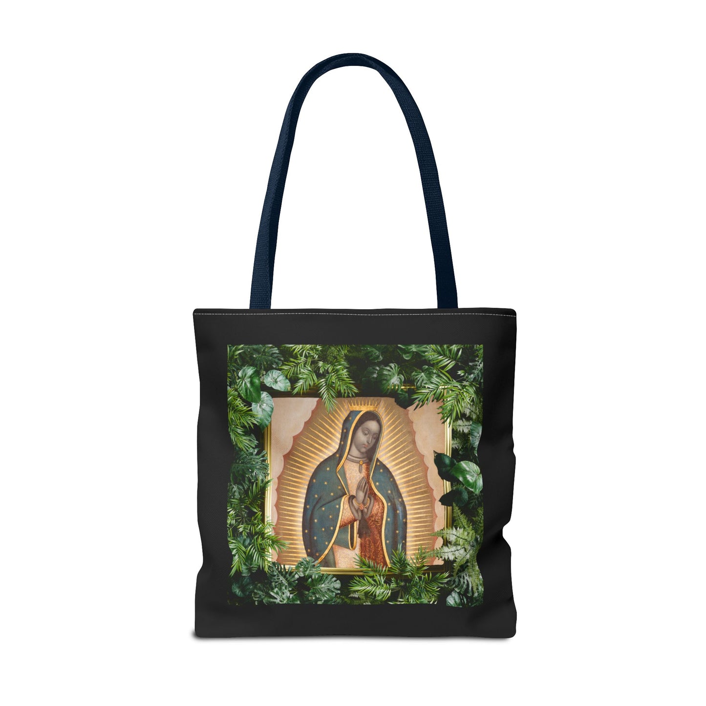 Religious Our Lady of Guadalupe Tropical Tote Bag/Black - 3 Sizes