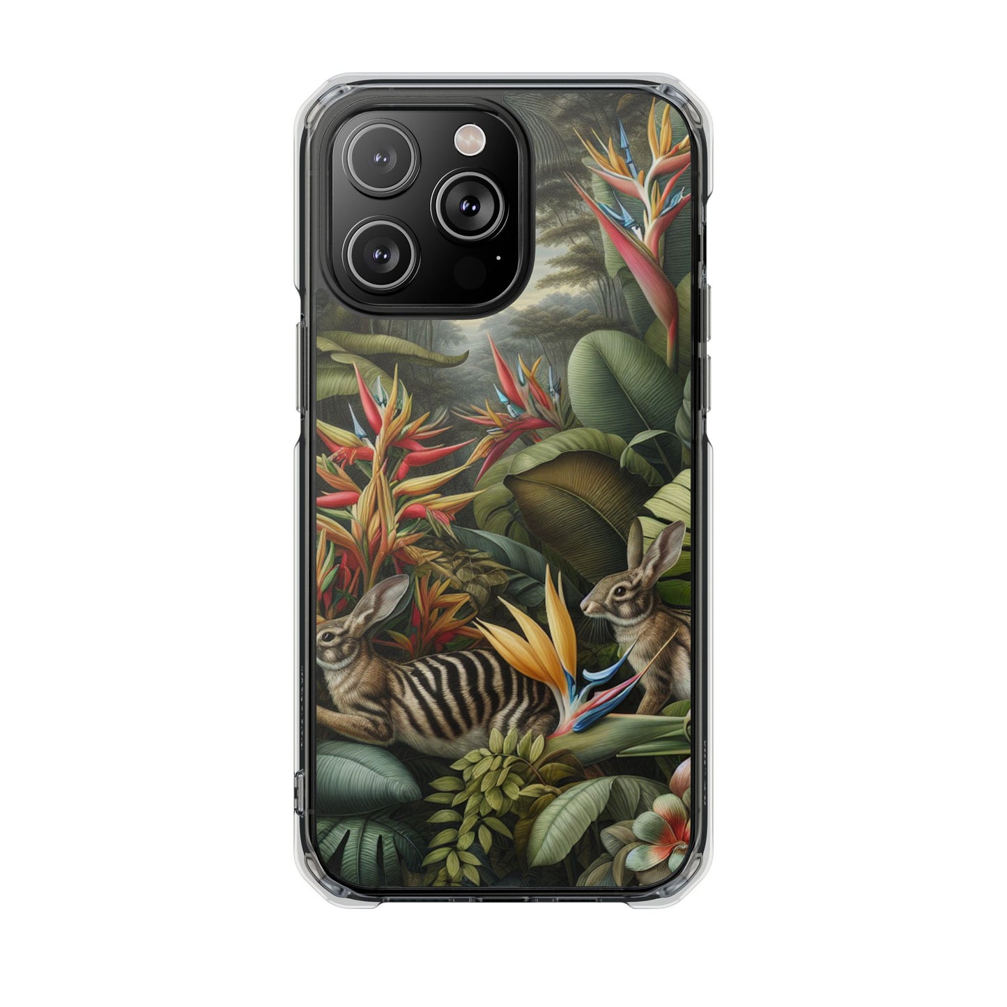 Rainforest Rabbit Outing Magnetic Clear Phone Case, Many Models
