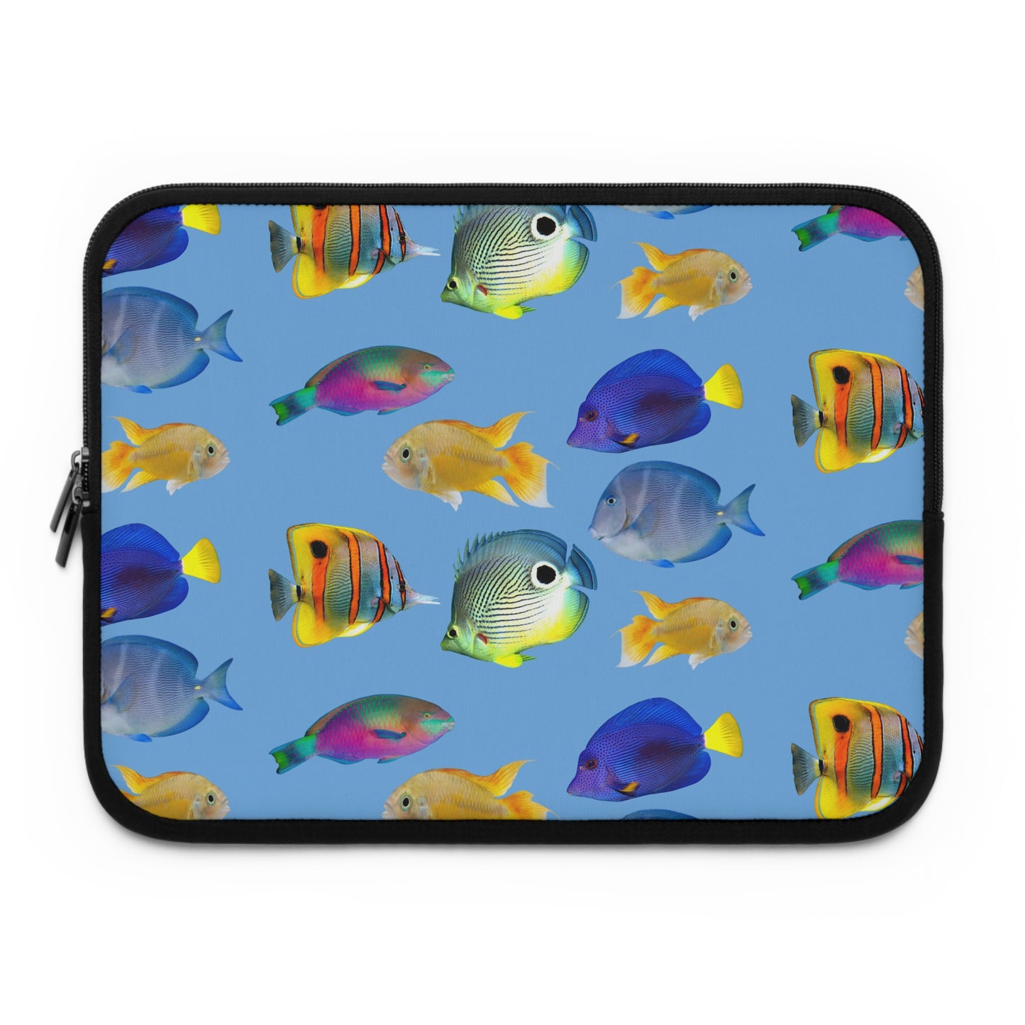 Tropical Laptop Sleeve, 5 Sizes - Perfect for Ocean Lovers & Students / School of Fish, Light Blue