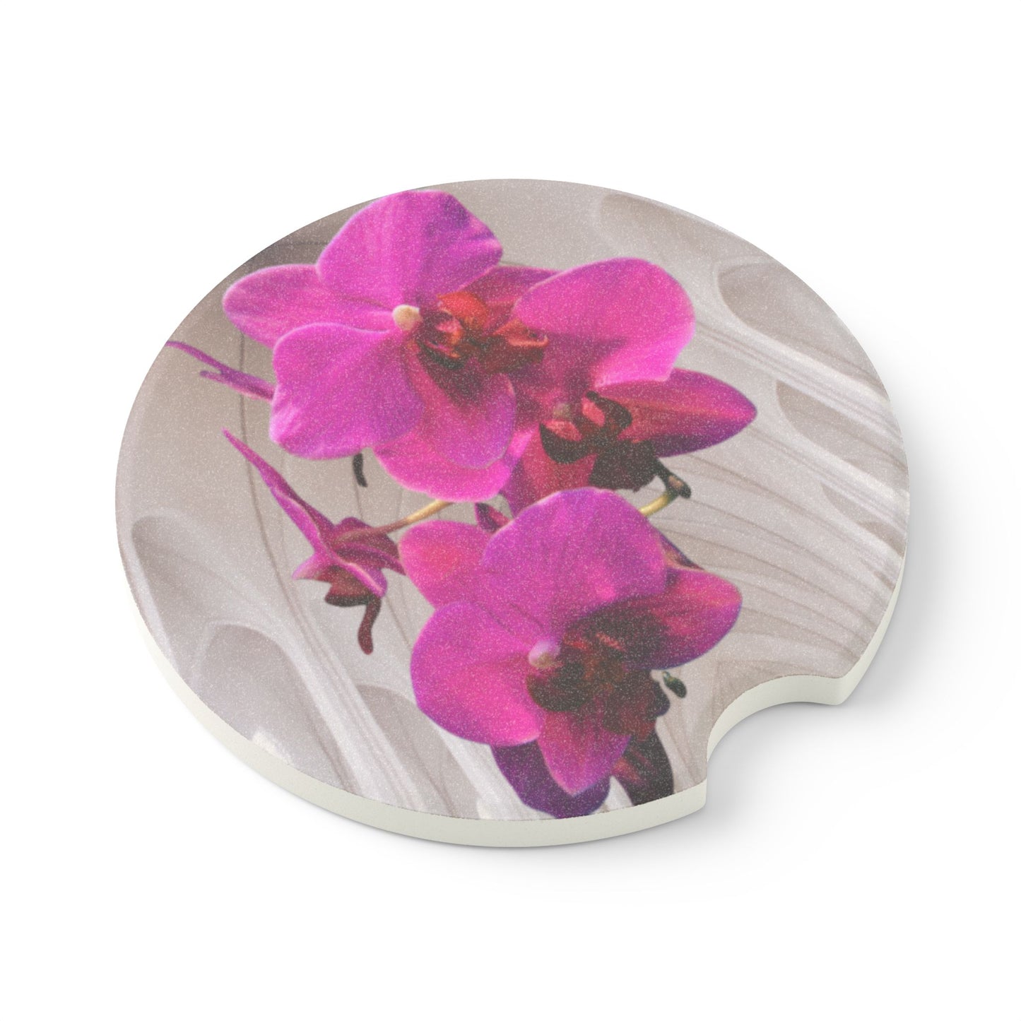 Soapstone Car Coaster - Purple Orchids, Gothic