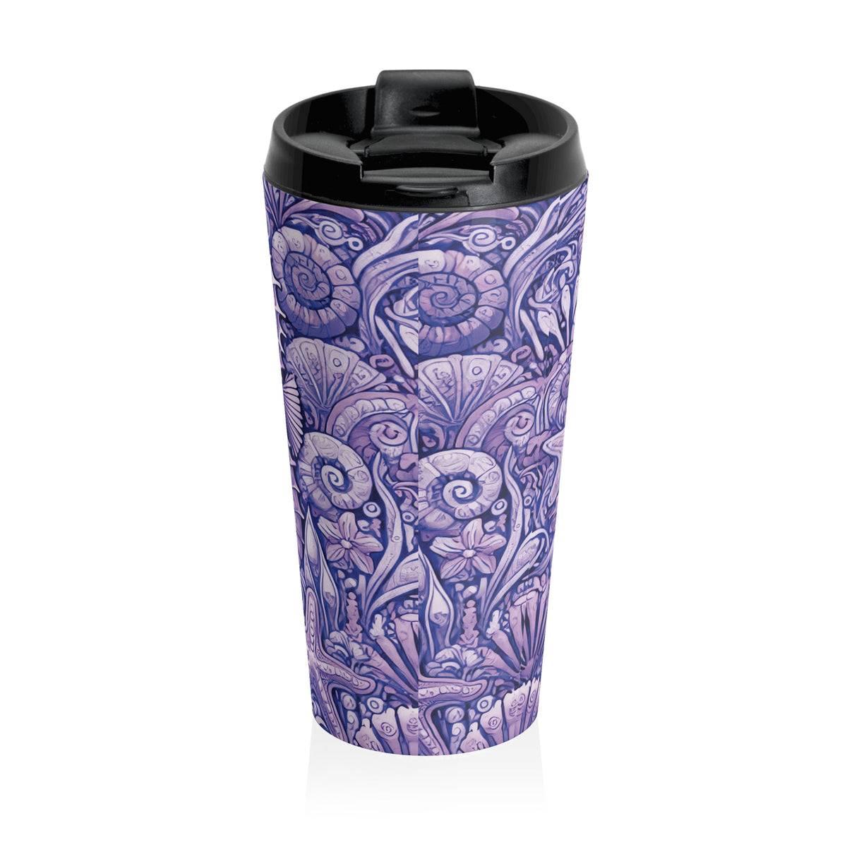 15 oz. Stainless Steel Travel Mug / Seahorse Trio Amethyst Purple