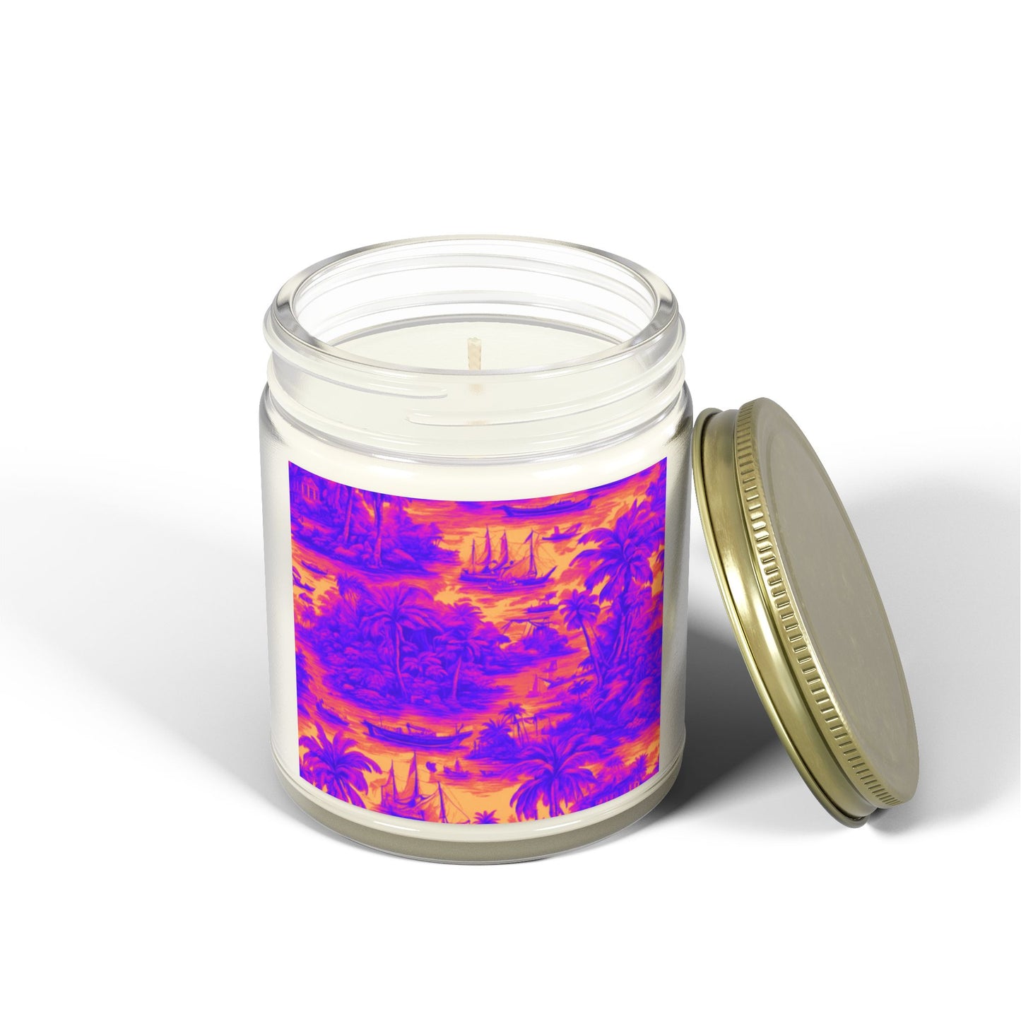 Scented Candles, Coconut Apricot Wax (4oz, 9oz) - Crazy Cool Tropical Toile