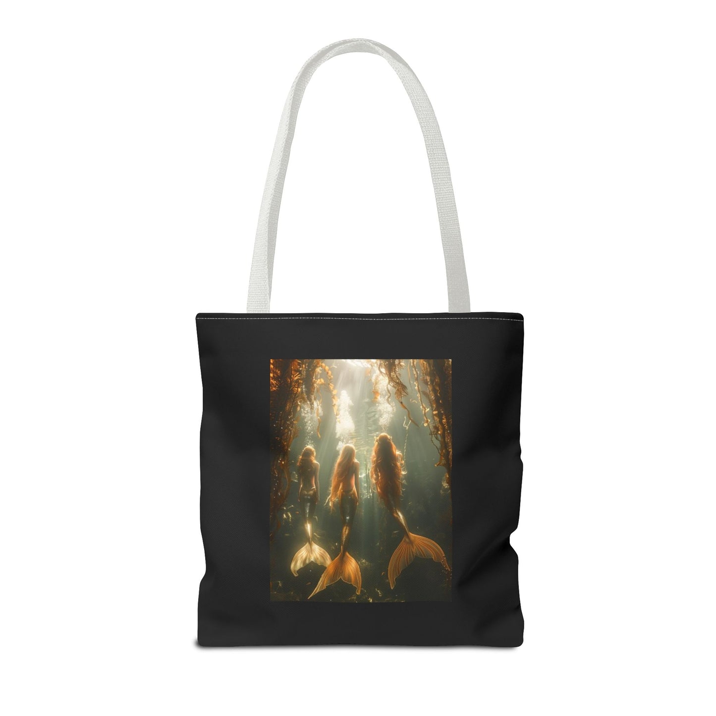 Three Mermaid Sisters, Black Tote Bag - 3 Sizes