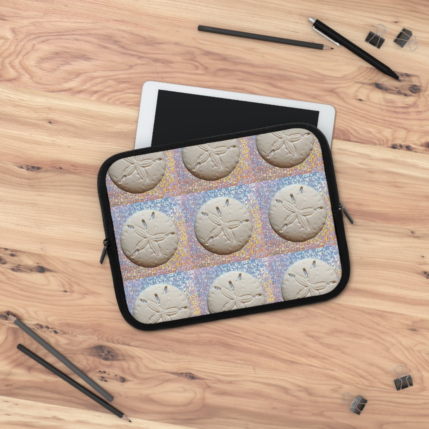 Tropical Laptop Sleeve, 5 Sizes - Perfect for Beach Lovers & Students / Disco Sand Dollar, Repeat