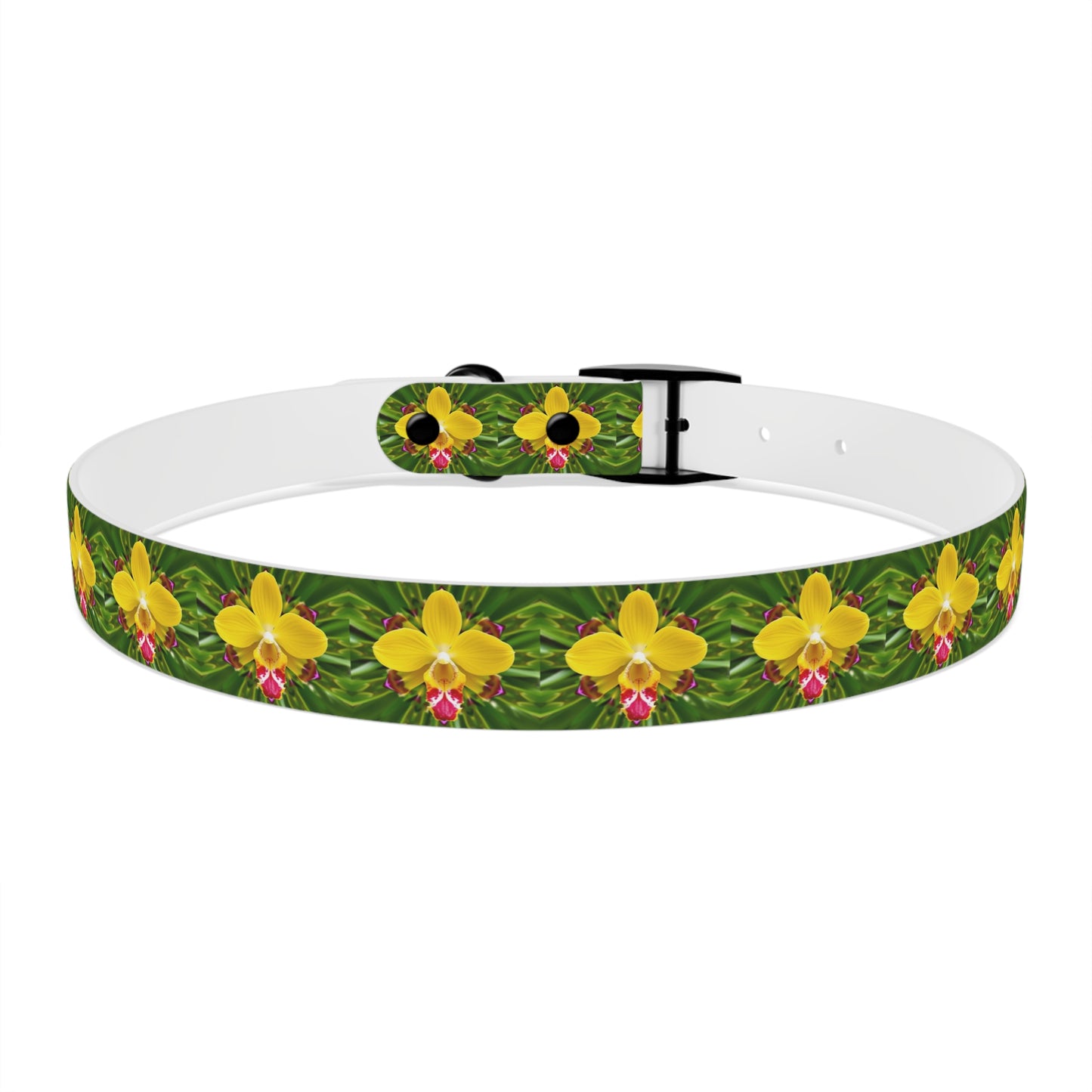 Dog Collar - Yellow Orchid Kaleidoscope