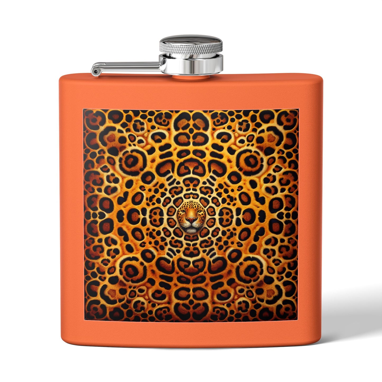 Tropical Stainless Steel 6 oz. Flask, Many Colors – Kaleidoscope Jaguar Spots