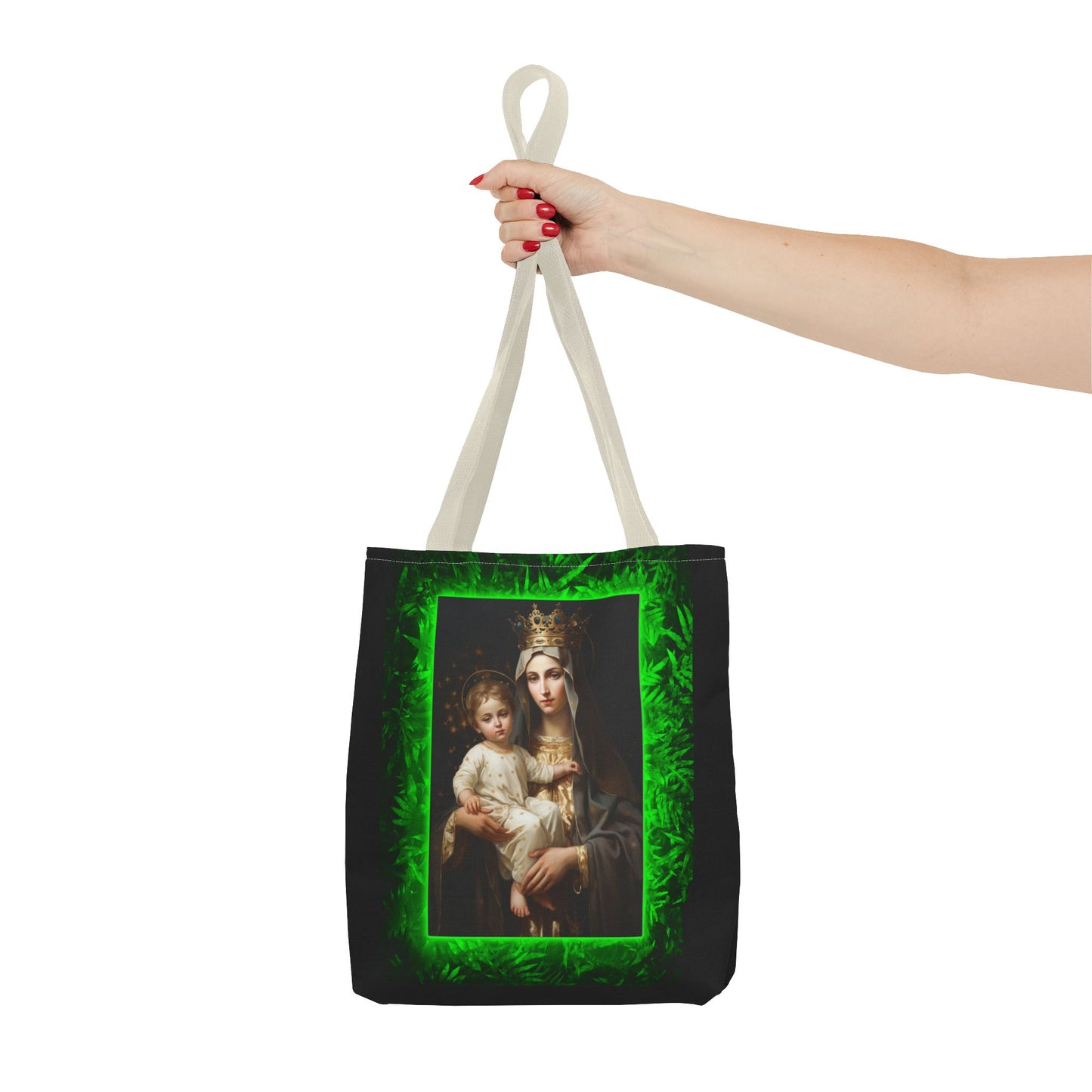 Religious Our Lady of Mt. Carmel Tropical Glow Tote Bag - 3 Sizes