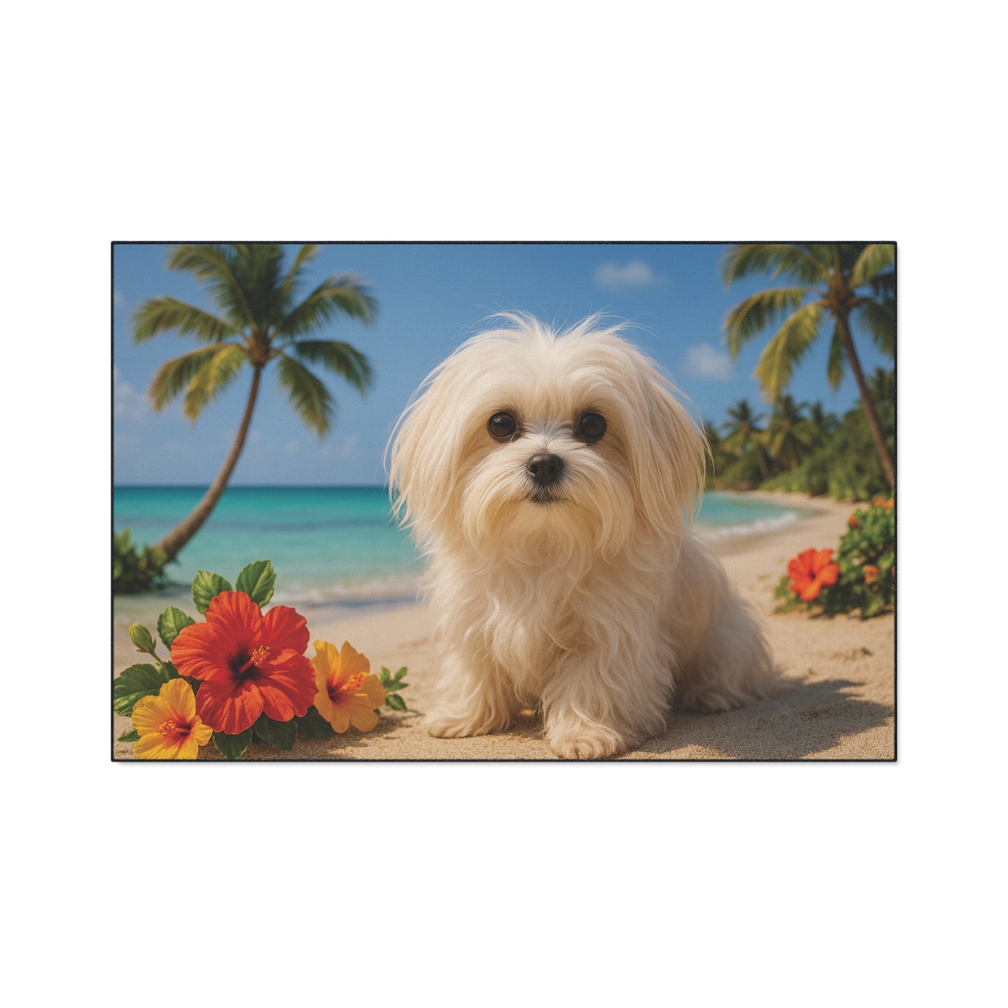 Heavy Duty Floor Mat, 5 Sizes – Tropical Area Rug for Home Décor / Puppy Ariel