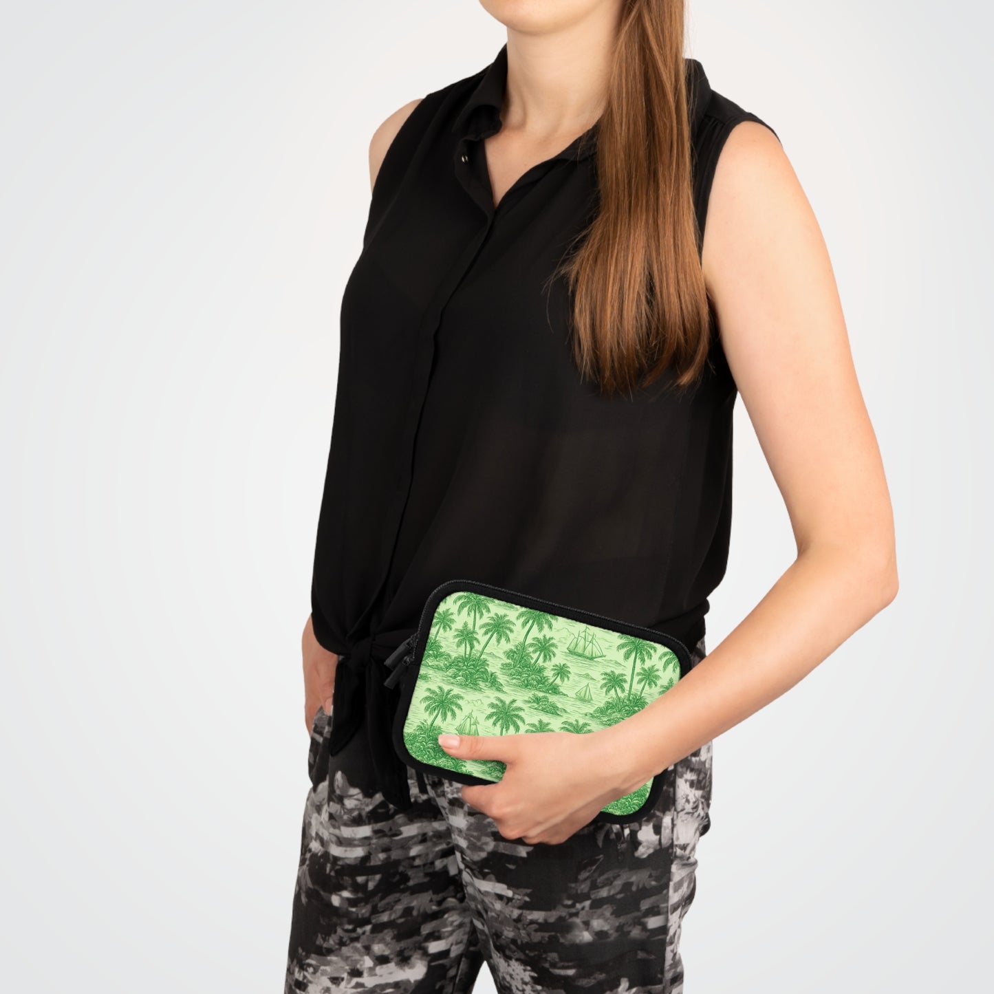 Tropical Laptop Sleeve, 5 Sizes - Perfect for Beach Lovers & Students / Faraway Toile, Green