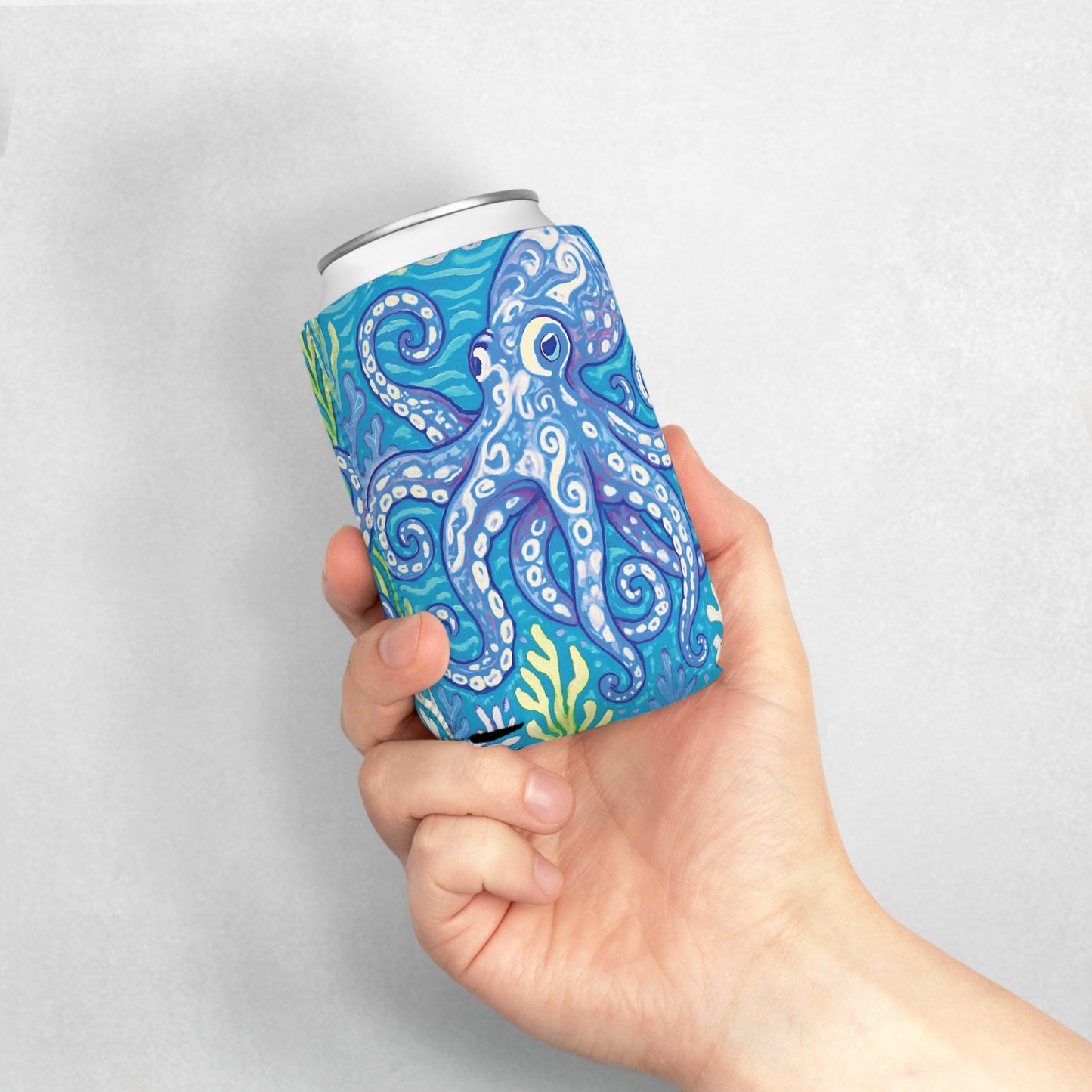 Octopus Kraken Joe/Blue Can Cooler Sleeve - Perfect for Outdoor Picnics