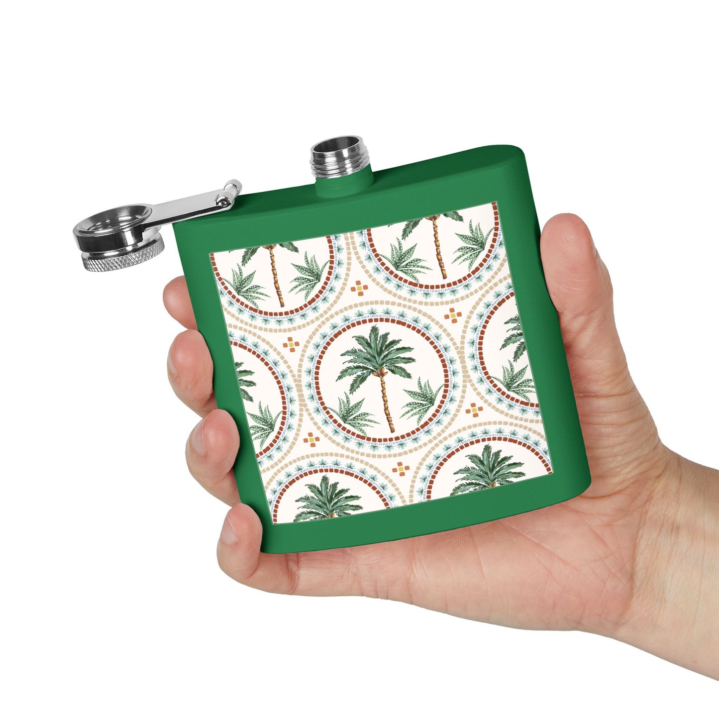 Tropical Stainless Steel 6 oz. Flask, Many Colors  – Mosaic Palms