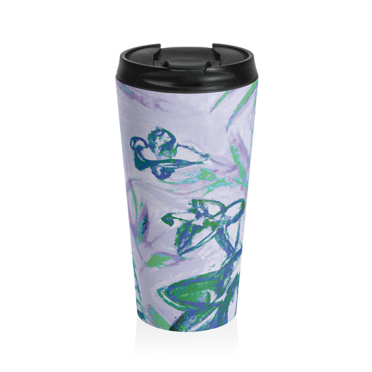 15 oz. Stainless Steel Travel Mug / Palm Doodles Lilac