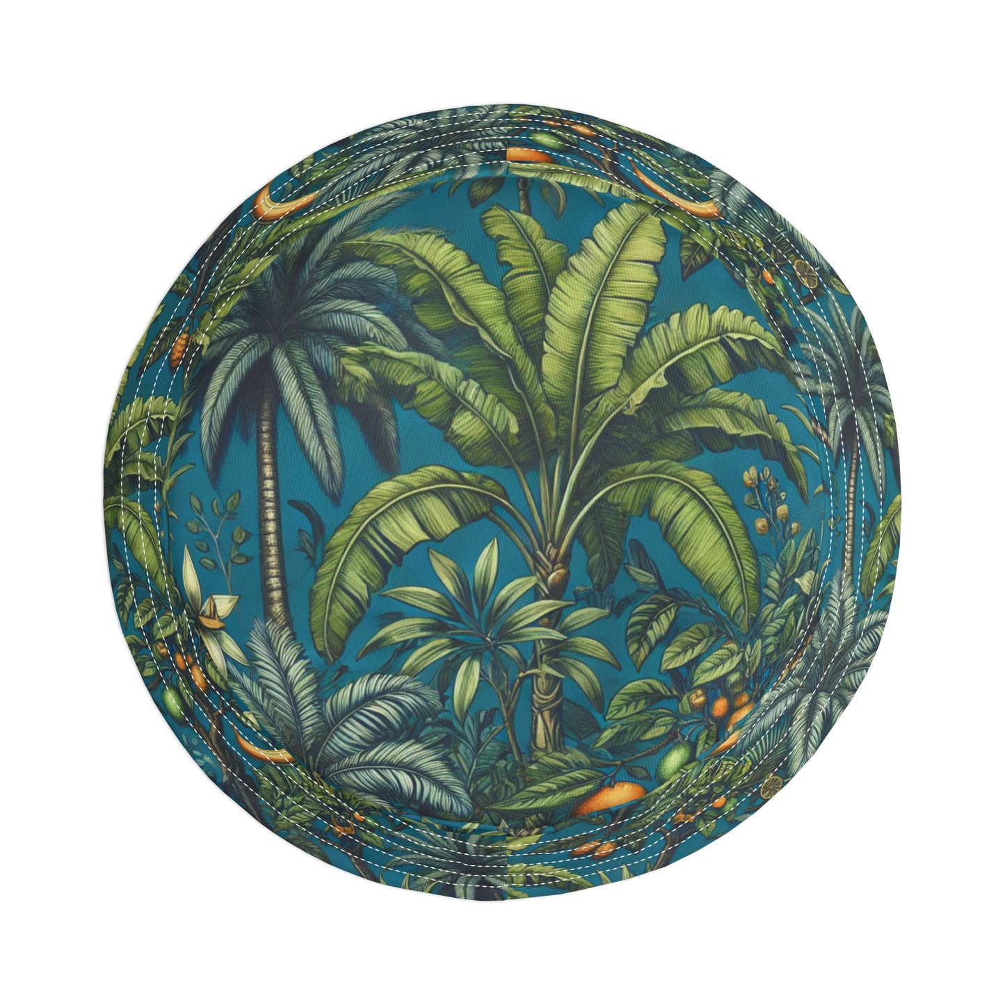 Tropical Polyester Bucket Hat, 2 Sizes - Tropical Fruit Blue