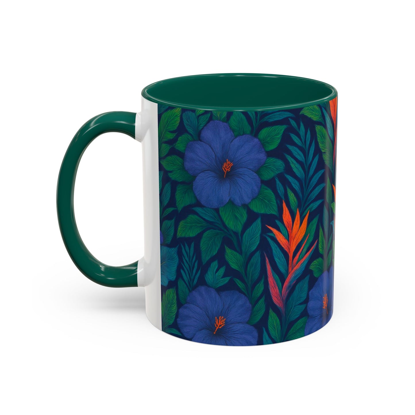Vibrant Floral Coffee Mug - 11oz & 15oz / Midnight Flower Coral