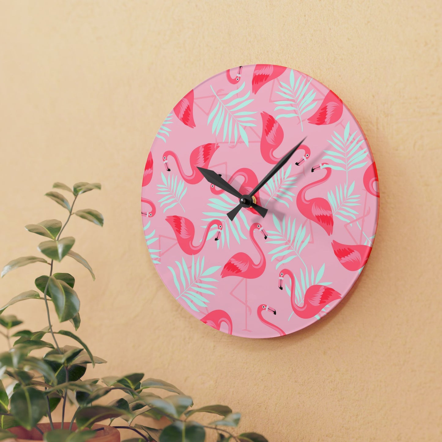 Copy of Acrylic Wall Clock, Rainbow Fronds