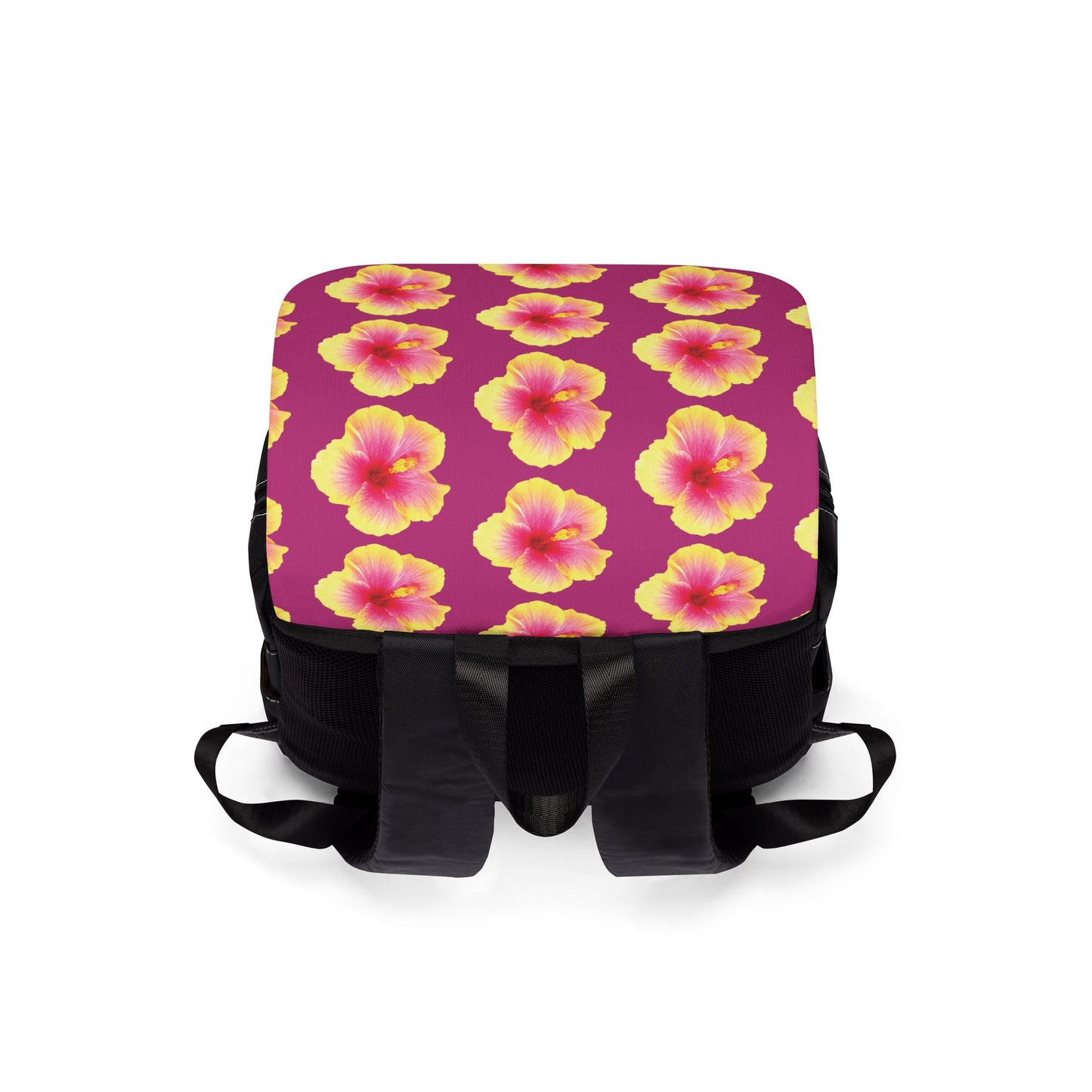 Yellow & Pink/Pink Hibiscus Flower Casual Backpack - Perfect for Everyday Adventures