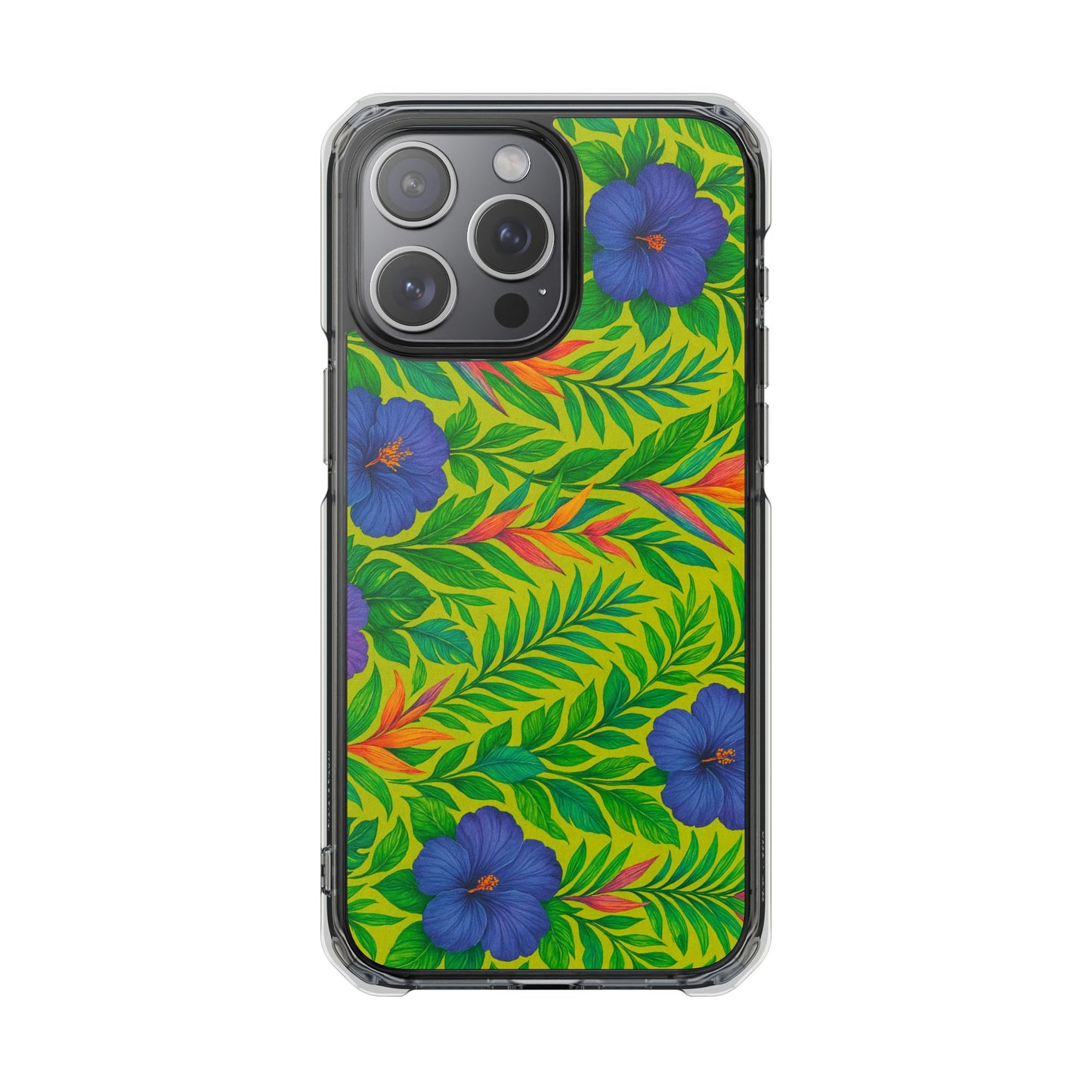 Midnight Flower Lime Magnetic Clear Phone Case, Many Models