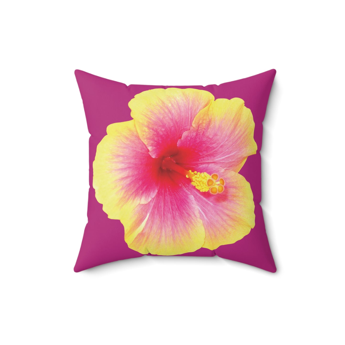 Decorative Pillow - Accent Cushion, 4 Sizes / Photo Yellow Hibiscus, Pink