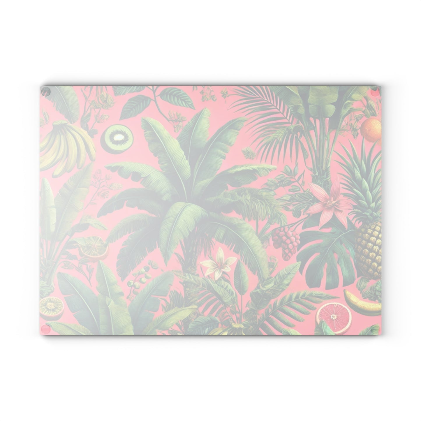Glass Cutting Board, 2 sizes - Tropical Fruits, Pink