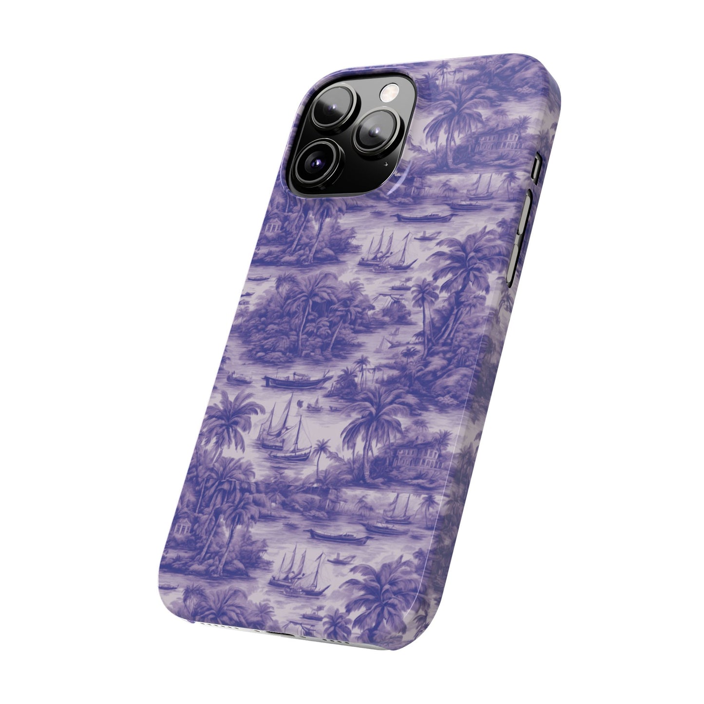 Slim Phone Cases - Tropical Toile #1, purple