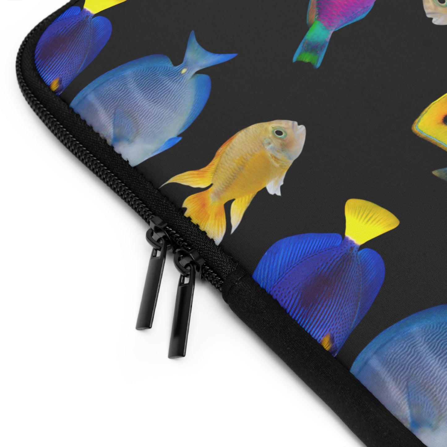 Tropical Laptop Sleeve, 5 Sizes - Perfect for Beach Lovers & Students / School of Fish, Black