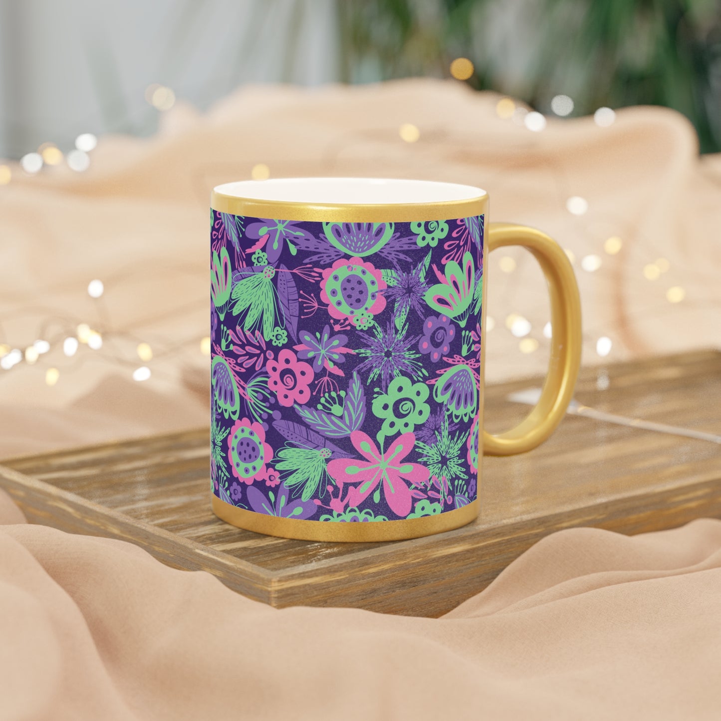 Tropical Metallic Mug, Gold or Silver: Flora Tropical