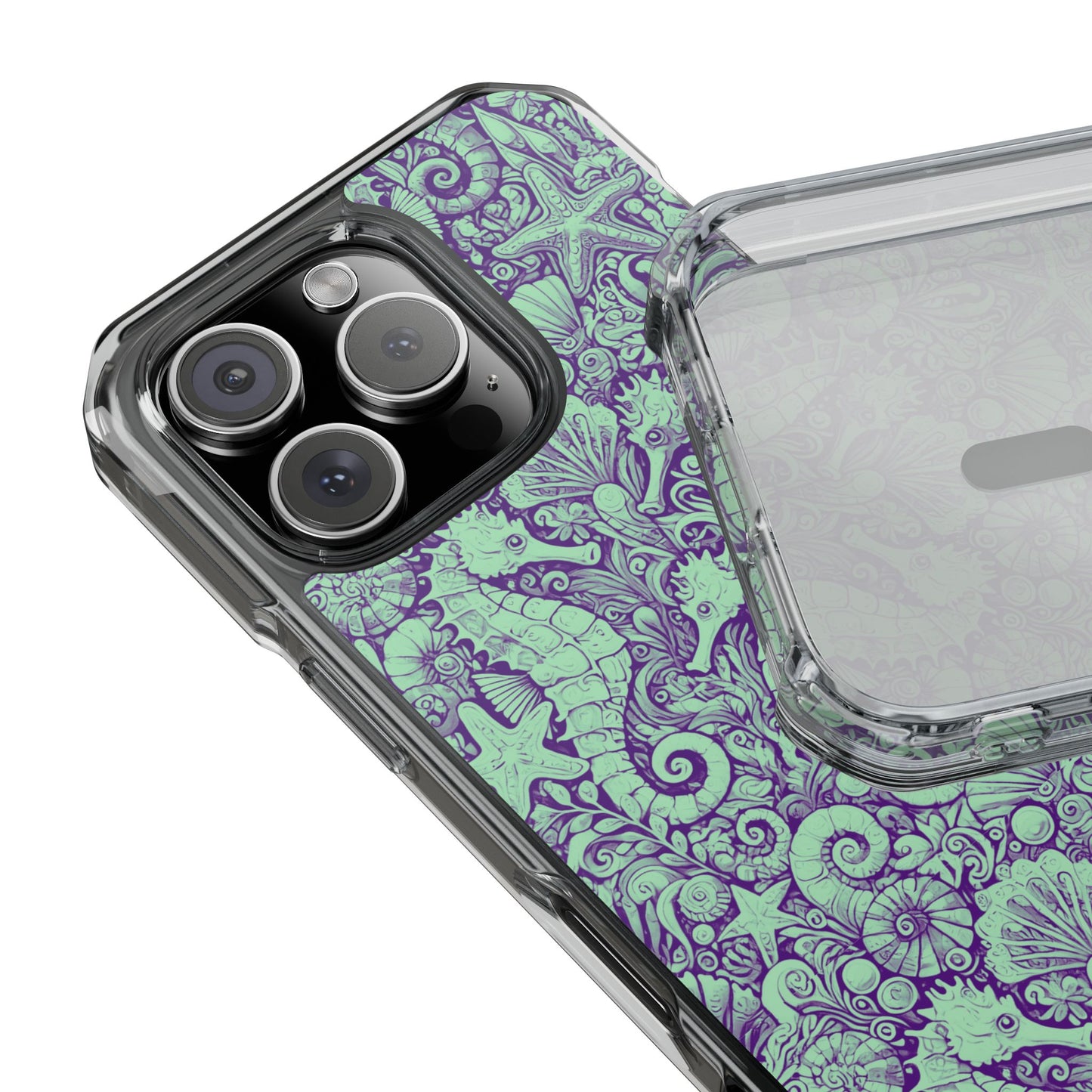 Seahorses/Minty Magnetic Clear Phone Case, Many Models