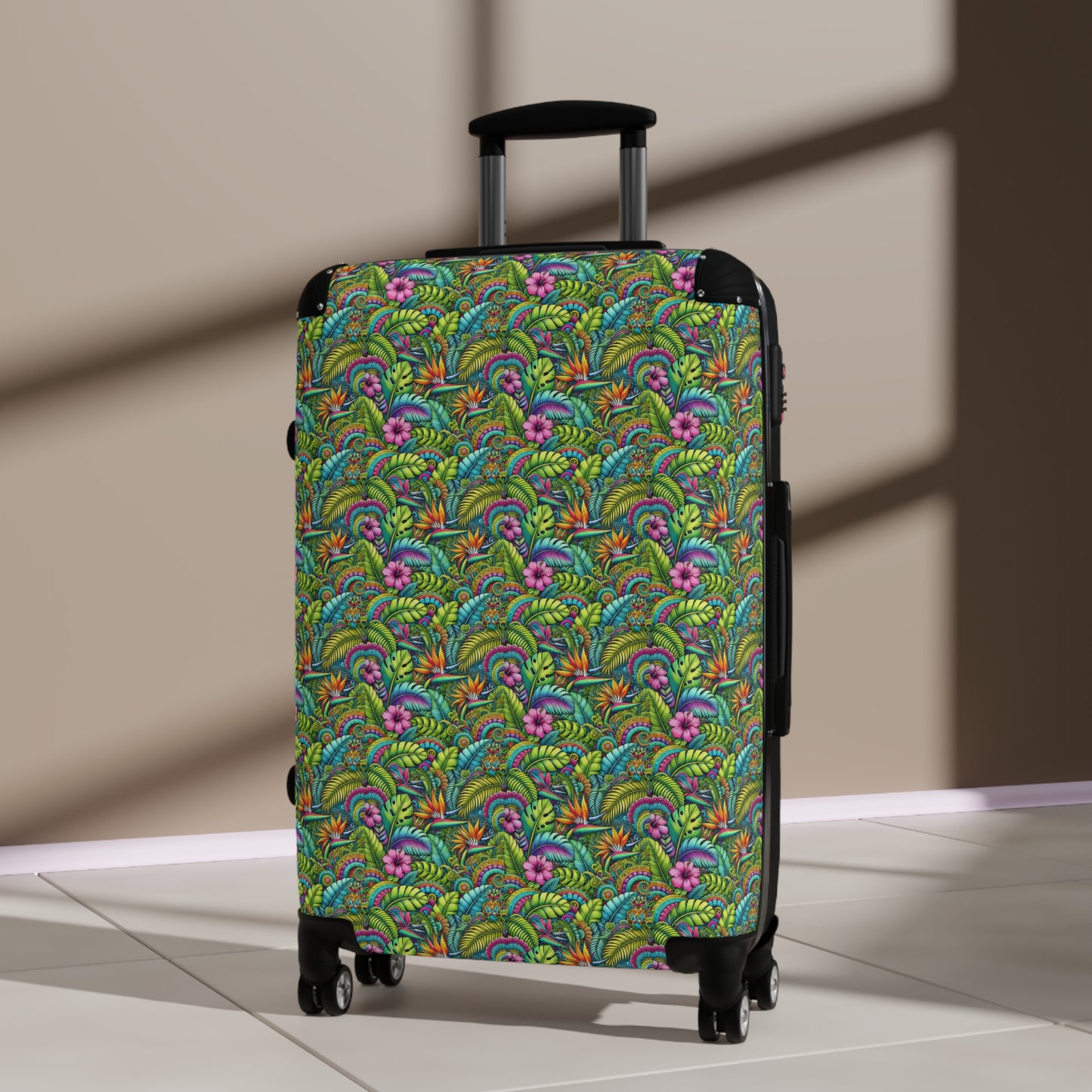 Tropical Suitcase - Stylish Travel Luggage for Adventurers / Rainforest Blooms