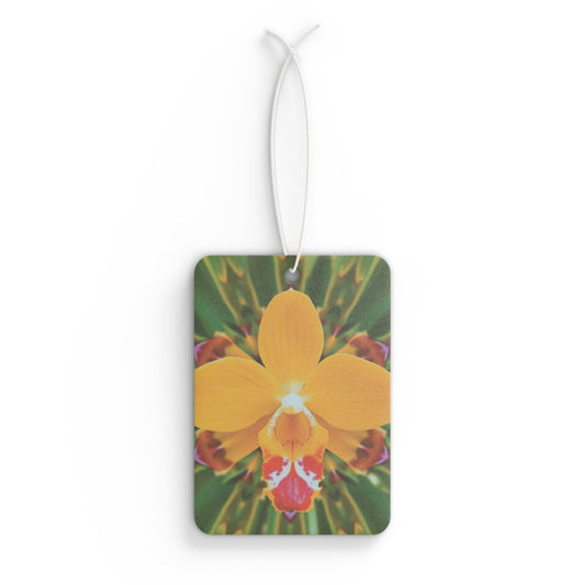 Car Air Freshener - Pop Art Tropical Orange Orchid Kaleidoscope