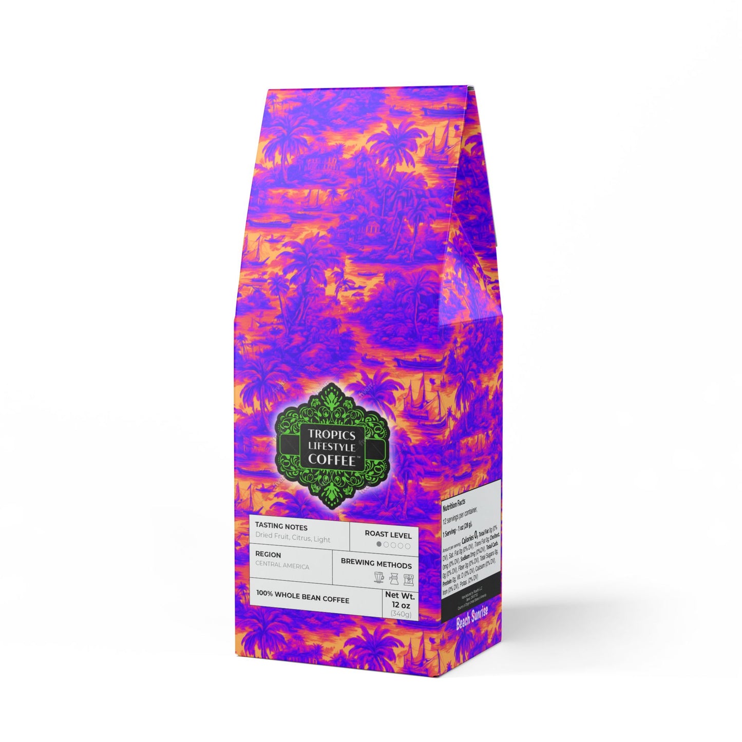 Beach Sunrise Blend™ Blend (Light Roast) Specialty Grade Craft Coffee / Crazy Cool Tropical Toile