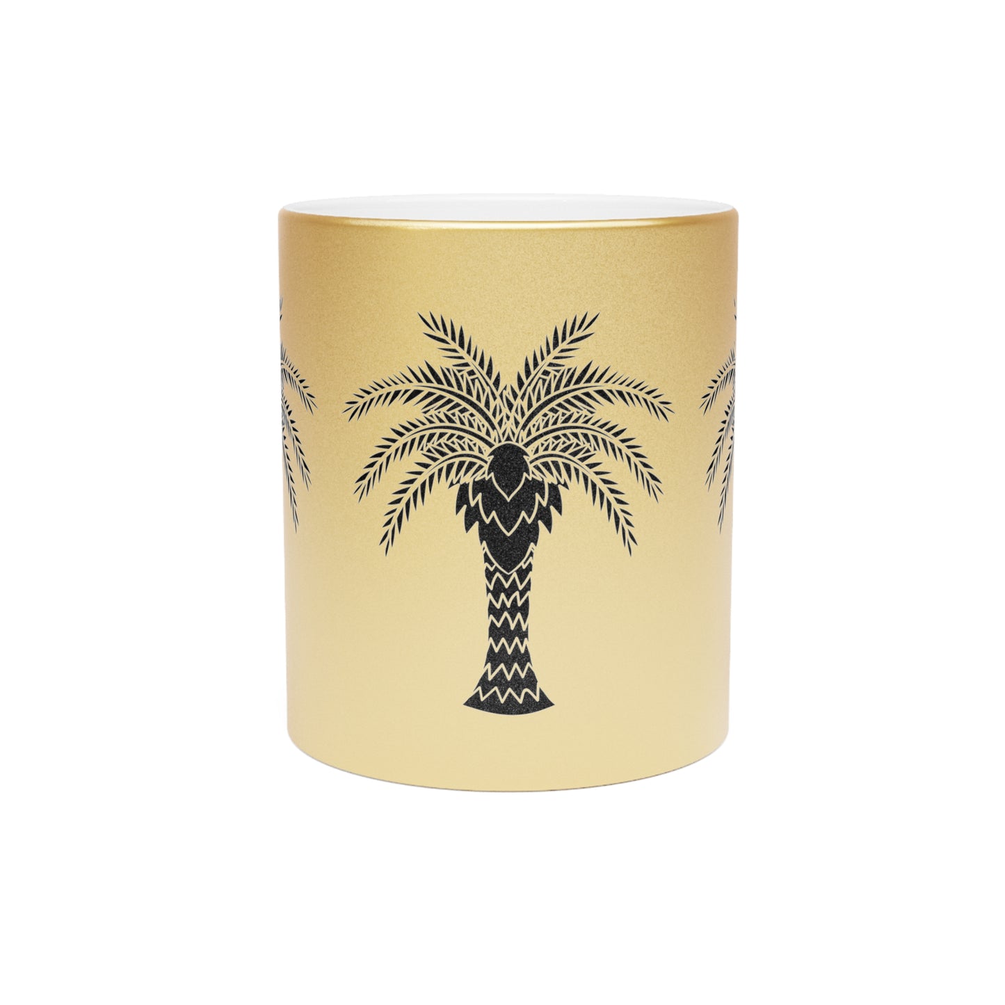 Tropical Metallic Mug, Gold or Silver - Art Deco Palm