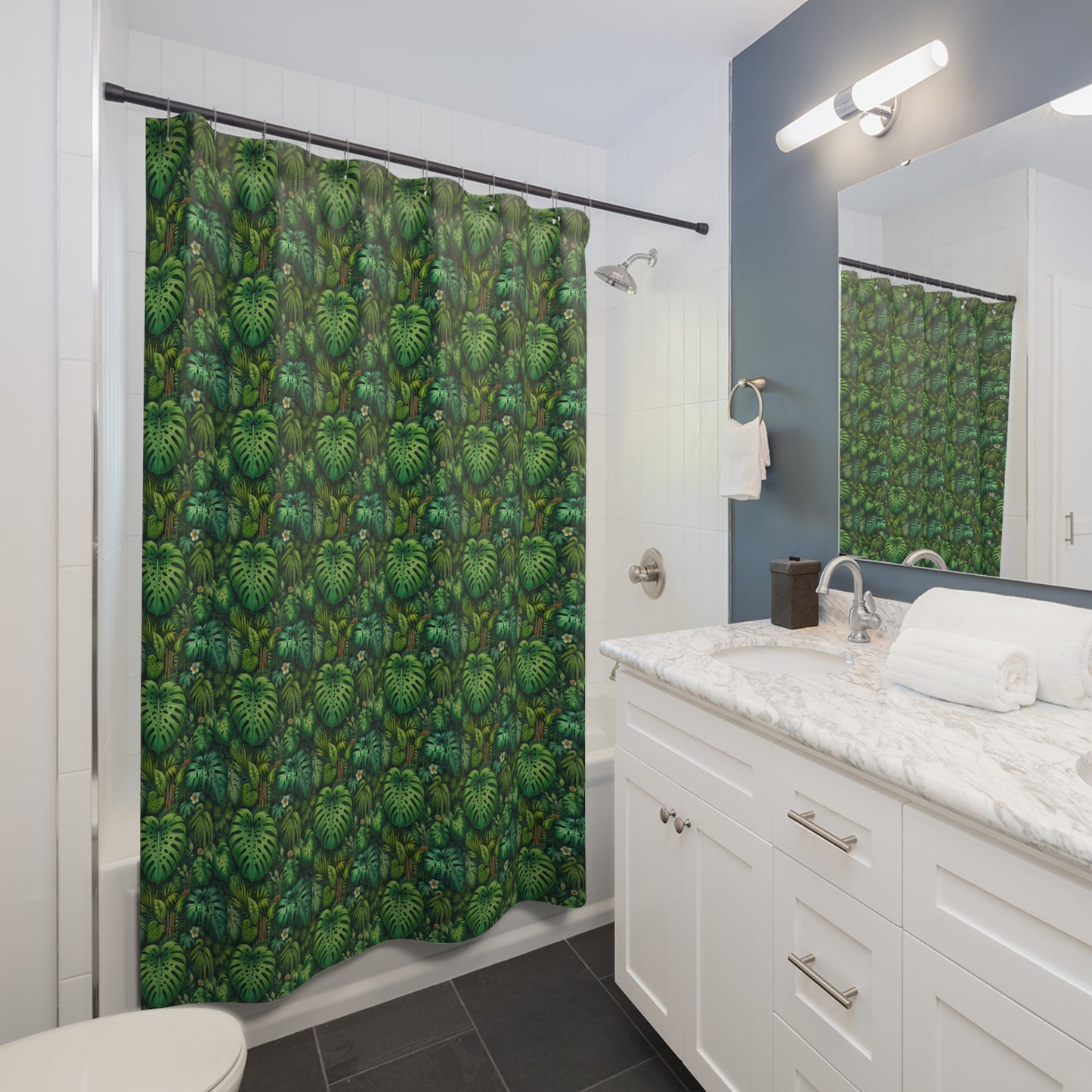Tropical Shower Curtain - Rainforest Bathroom Decor / Rainforest Greenery