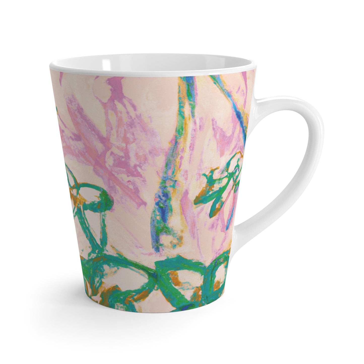 Latte White Mug - Tropical Doodles, Pink