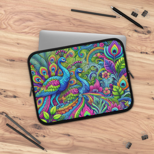 Tropical Laptop Sleeve, 5 Sizes - Perfect for Beach Lovers & Students / Rainforest Peacocks POP