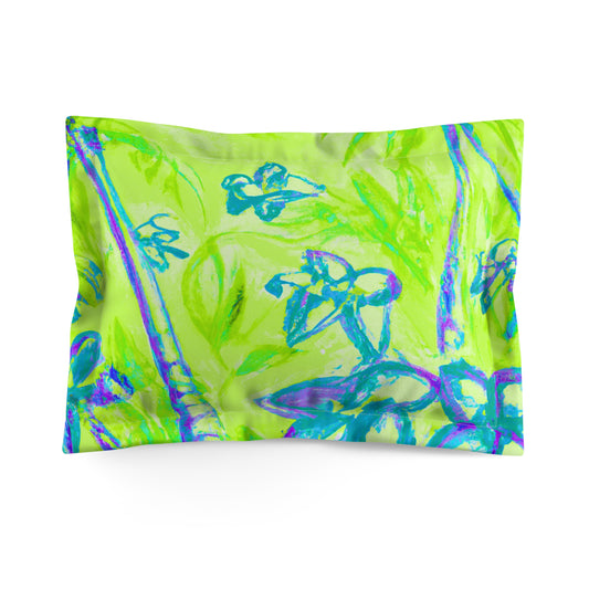 Microfiber Pillow Sham, 2 Sizes | Tropical Vibes for Relaxation / Tropical Doodles, Lime