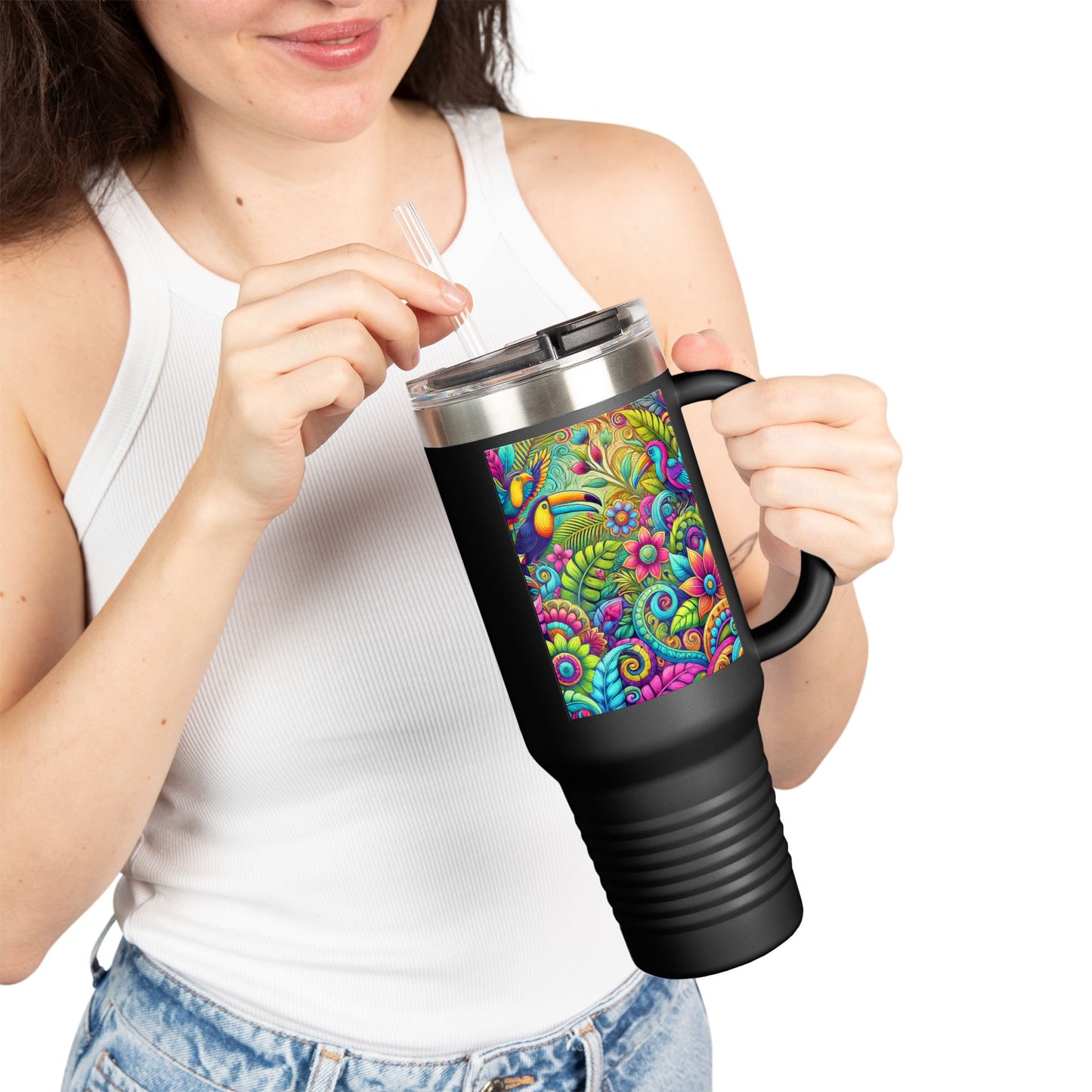 Insulated Travel Mug, 40oz / Rainforest Music - Perfect for Outdoor Adventures
