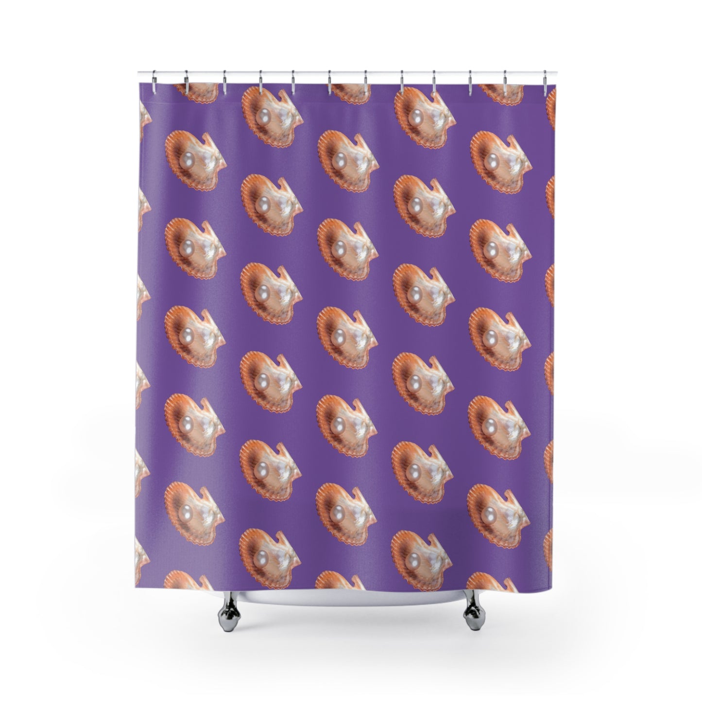 Tropical Shower Curtain - Ocean Bathroom Decor / Lavender Freshwater Pearl/Lt. Purple