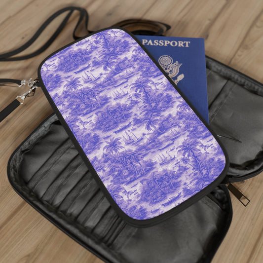 Passport Wallet – Perfect for Travelers & Adventurers / Tropical Toile, Purple