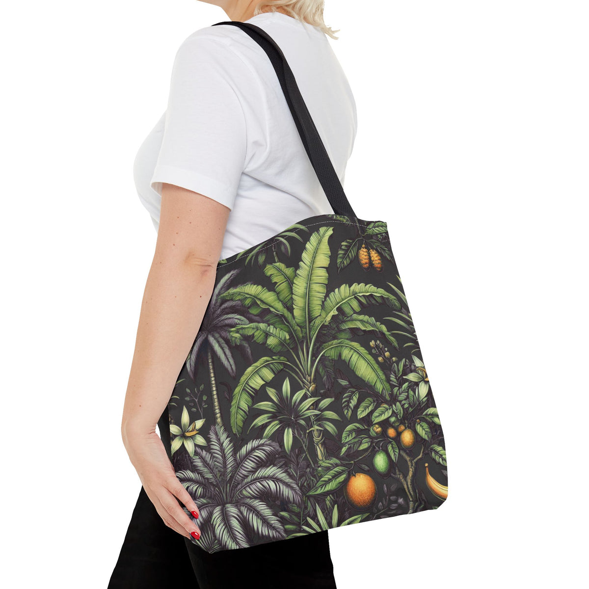 Tropical Fruit/Black Tote Bag - 3 Sizes