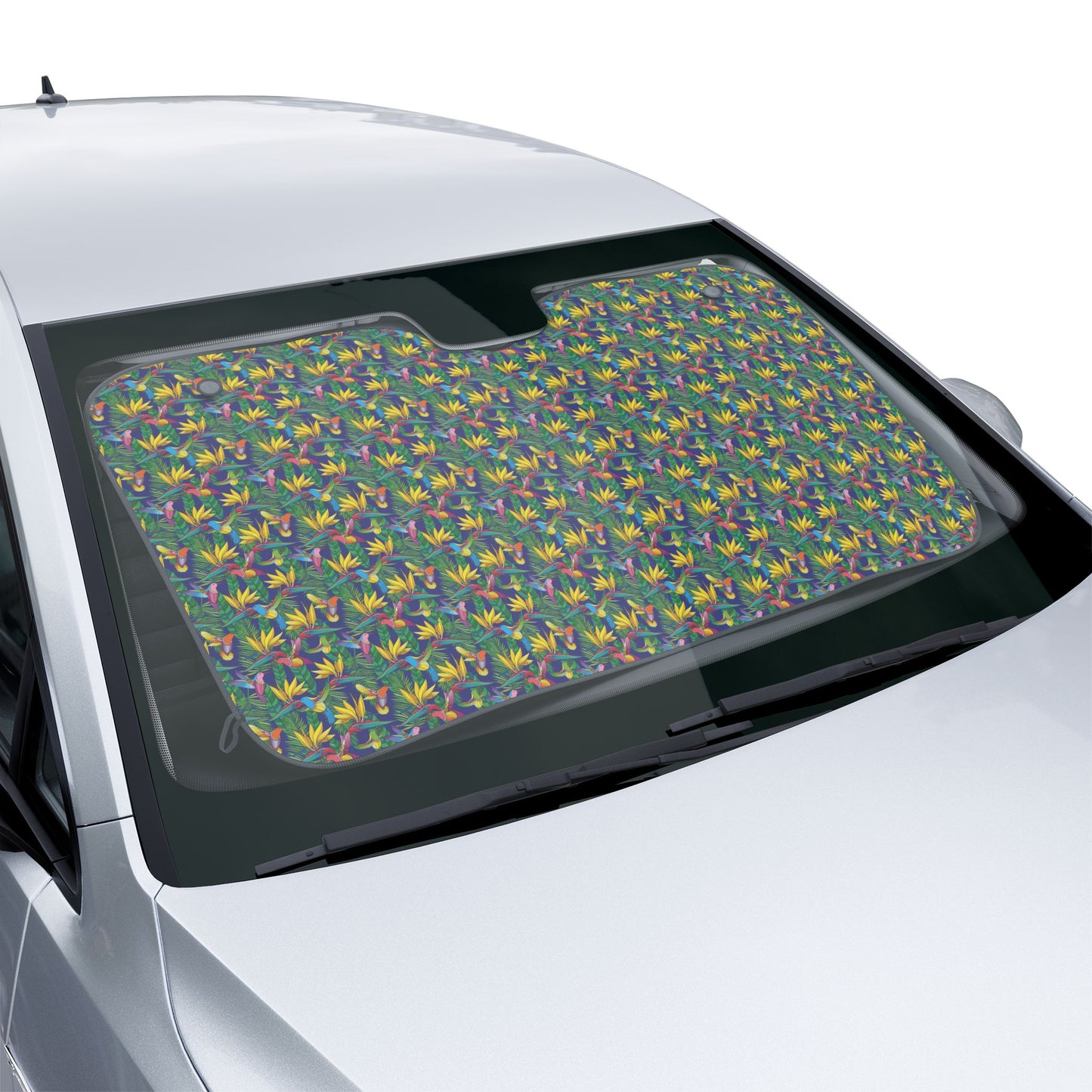 Tropical Floral Car Sun Shades / Bird of Paradise Toile