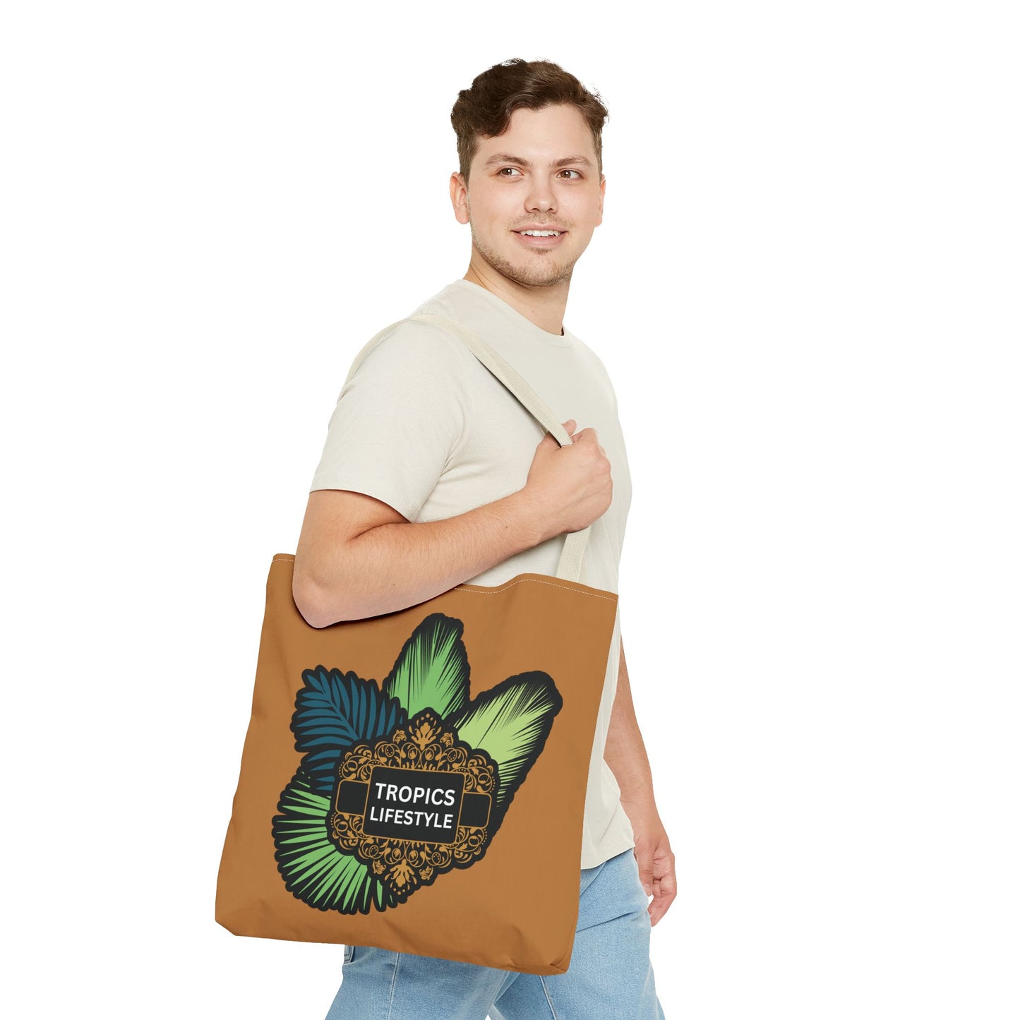 Elegant Tropics Lifestyle Logo Tote Bag - 3 Sizes, Lt. Brown